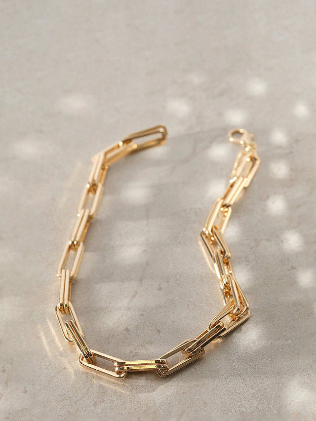 Mint Velvet Double Rectangle Link Chain Necklace, Gold