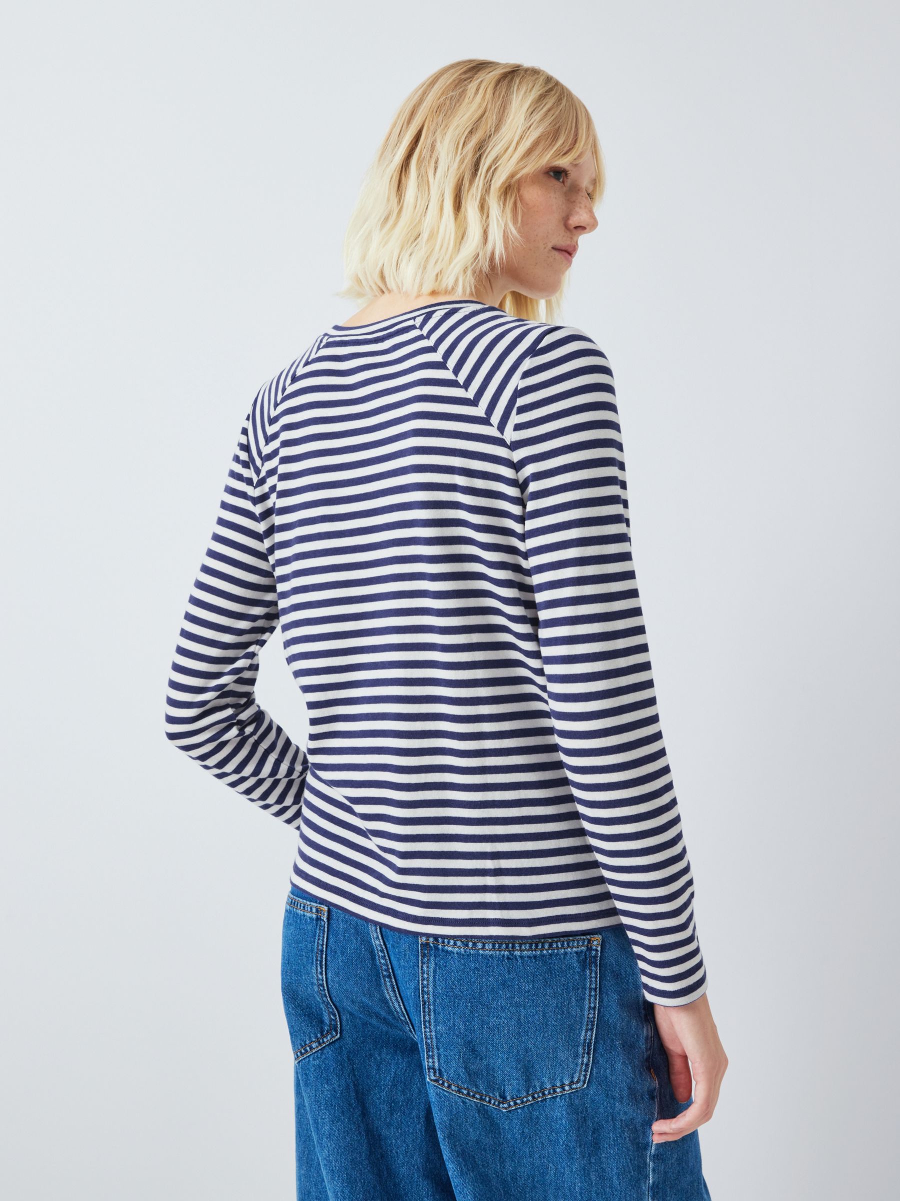 AND/OR Leigh Stripe Jersey Top, Blue at John Lewis & Partners