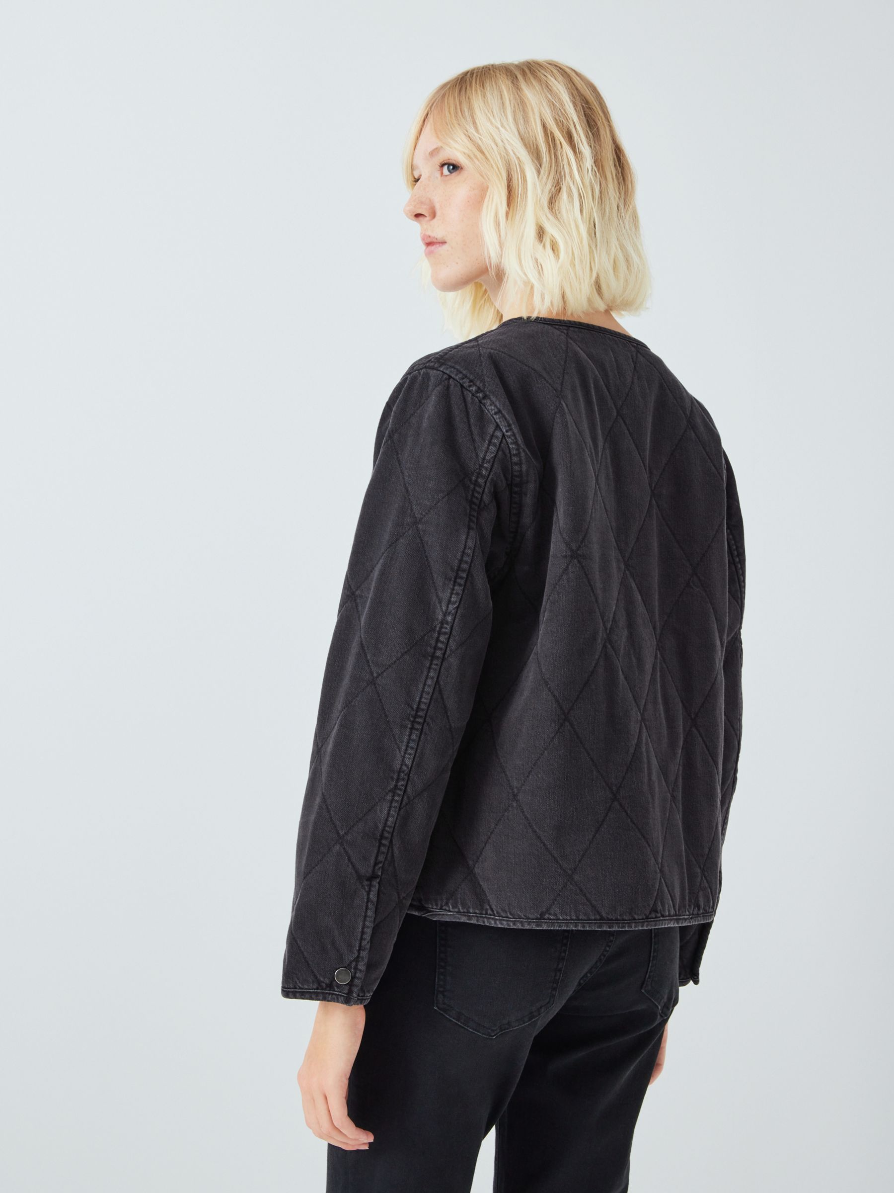 Buy AND/OR Hallie Quilted Denim Jacket, Washed Black Online at johnlewis.com