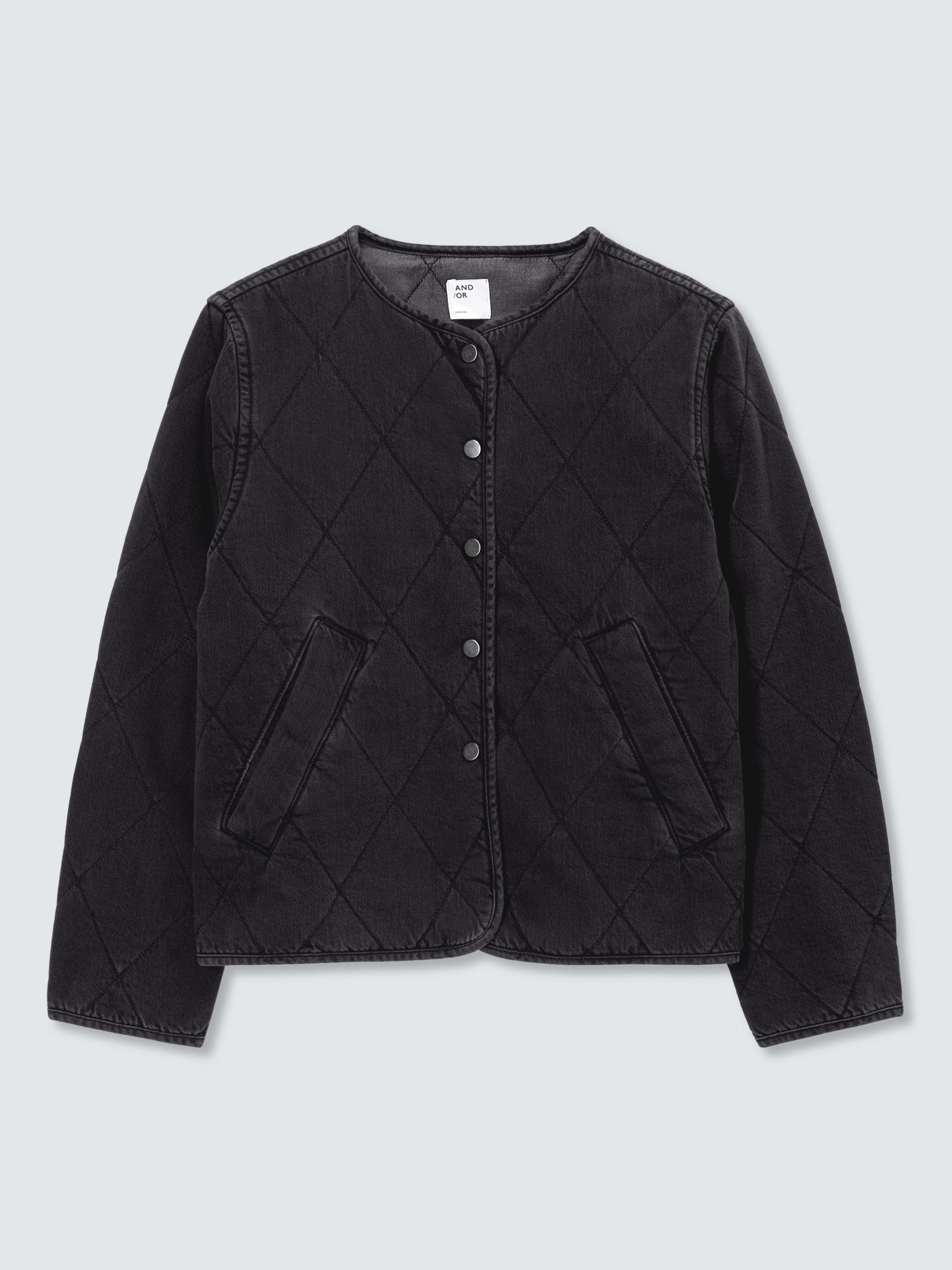 Buy AND/OR Hallie Quilted Denim Jacket, Washed Black Online at johnlewis.com
