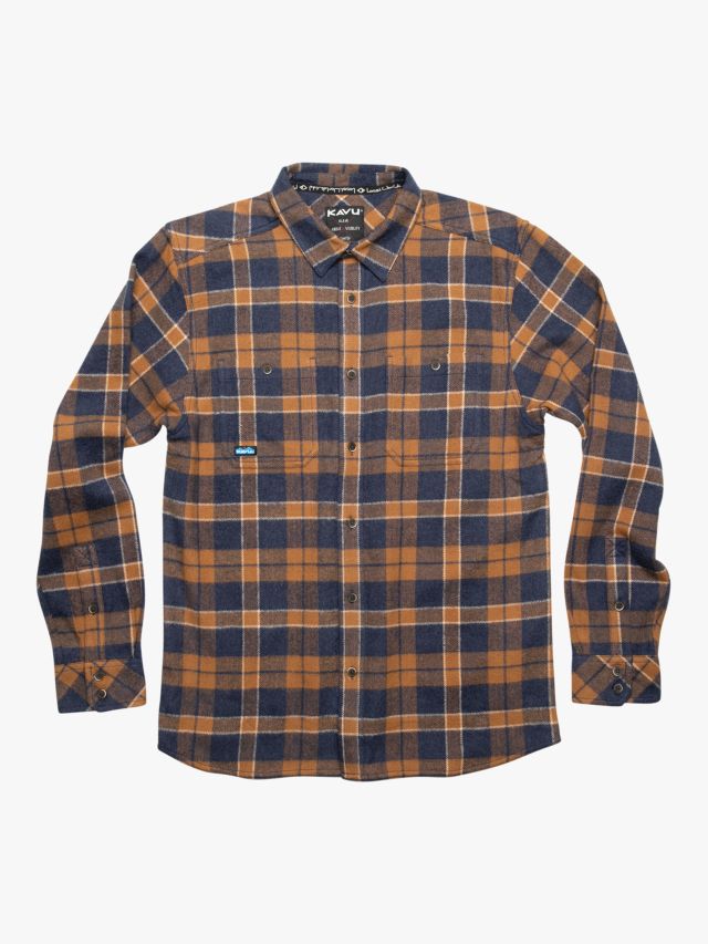 KAVU Big Joe Check Shirt, Corner Clay/Blue, S