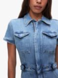 Good American Short Sleeve Denim Jumpsuit, Blue