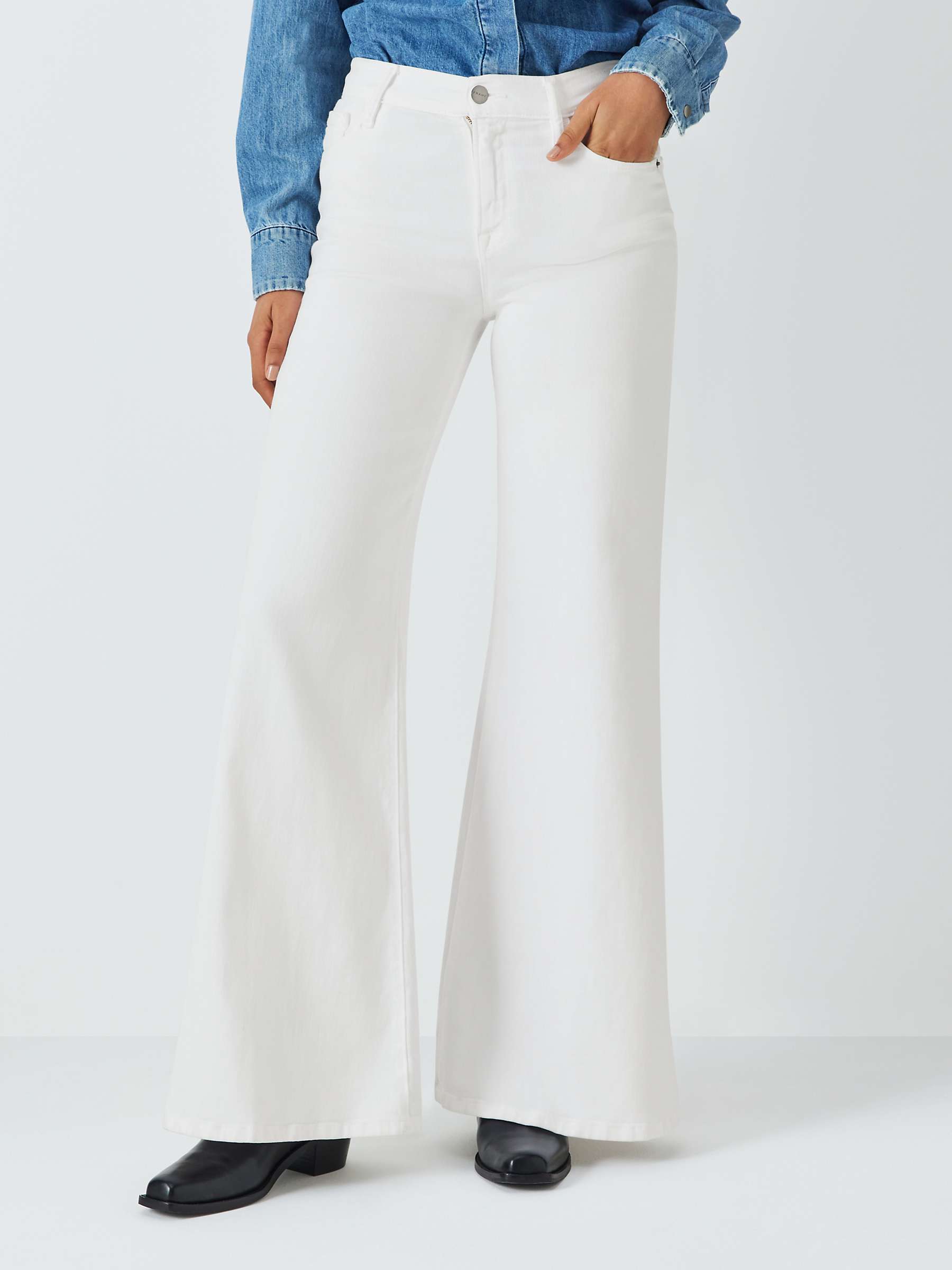 Buy FRAME Le Palazzo Wide Leg Jeans, Blanc Online at johnlewis.com