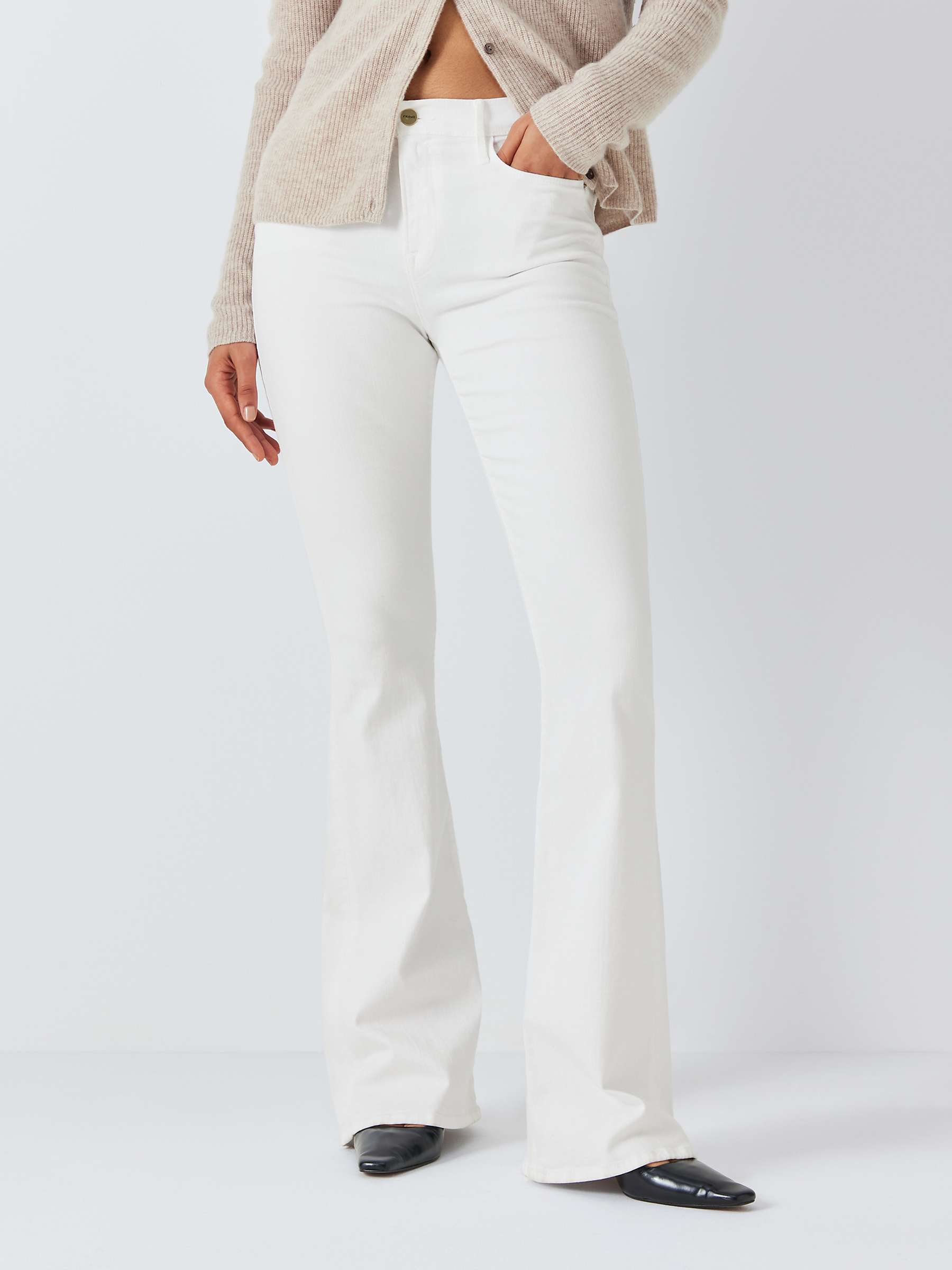 Buy FRAME Le High Flared Jeans, Blanc Online at johnlewis.com