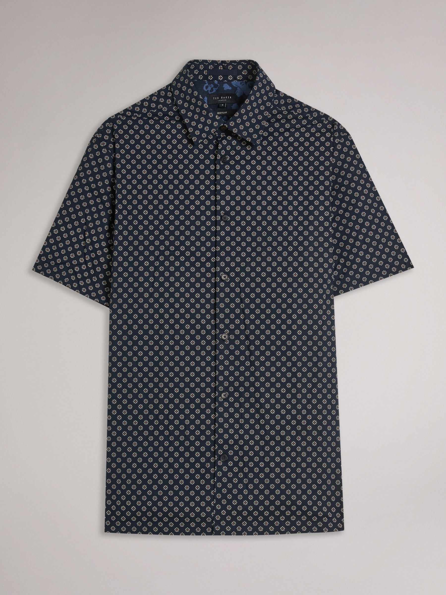 Ted Baker Forter Short Sleeve Geo Print Shirt, Blue Navy at John Lewis ...