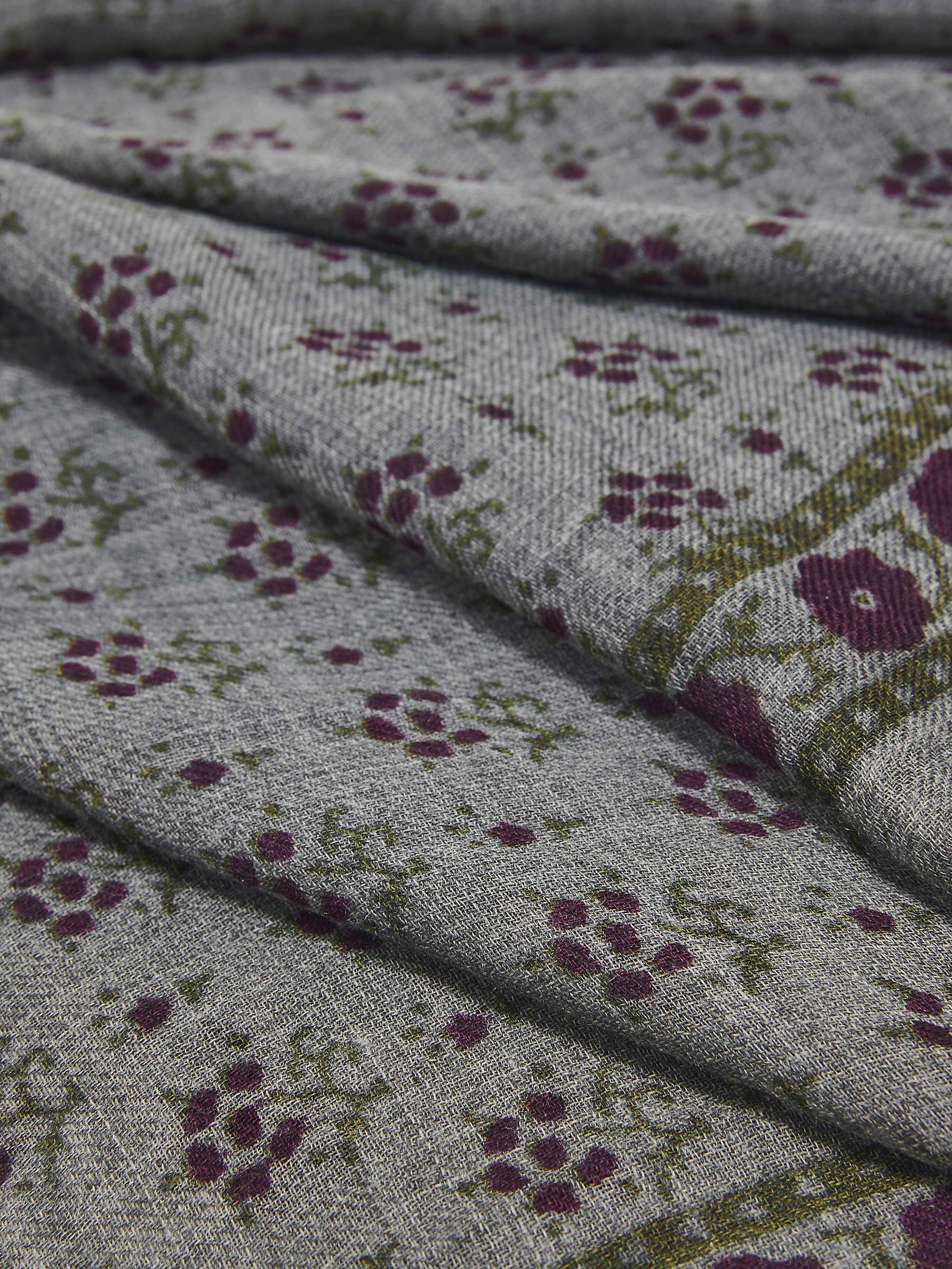 Buy SOEUR Floral Print Square Wool Twill Scarf, Grey/Multi Online at johnlewis.com