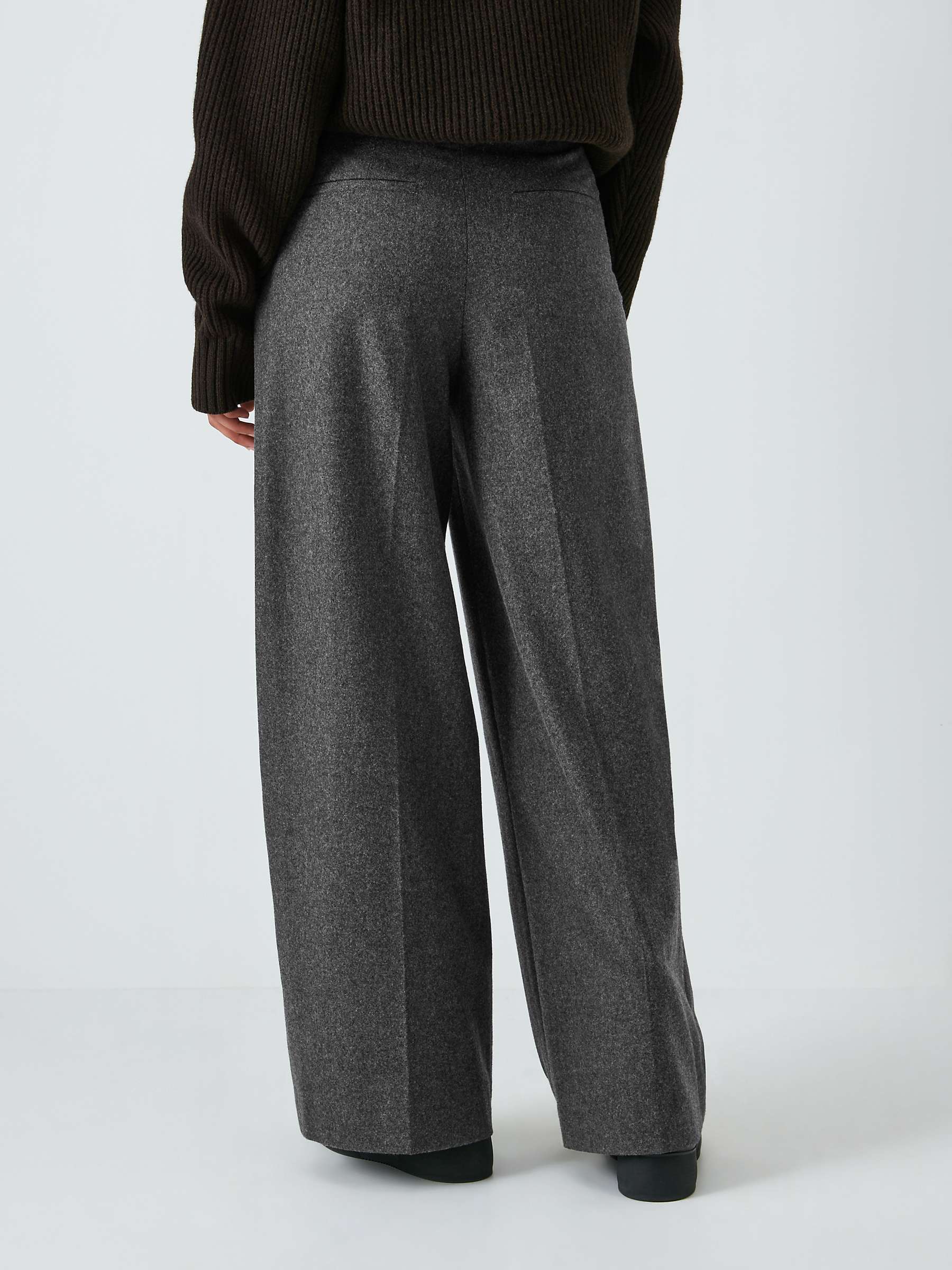 Buy SOEUR Pegase Wool Flannel Wide Leg Trousers, Grey Online at johnlewis.com