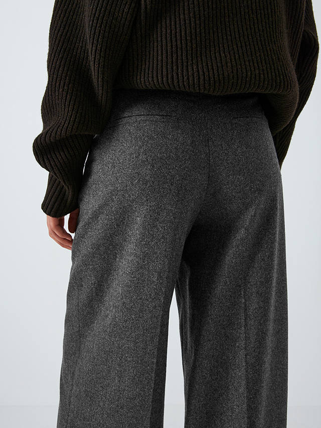 SOEUR Pegase Wool Flannel Wide Leg Trousers, Grey