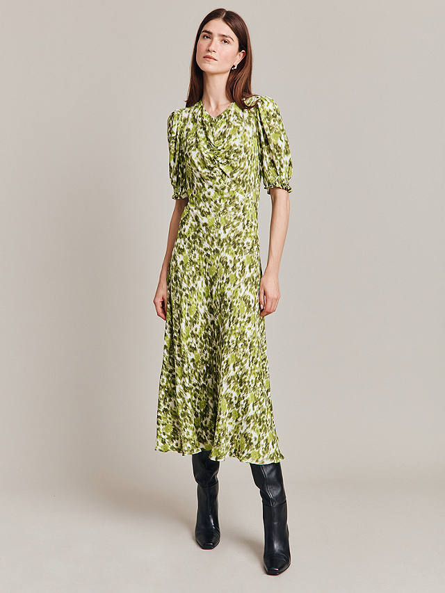Ghost Lainey Ikat Print Midi Dress, Green