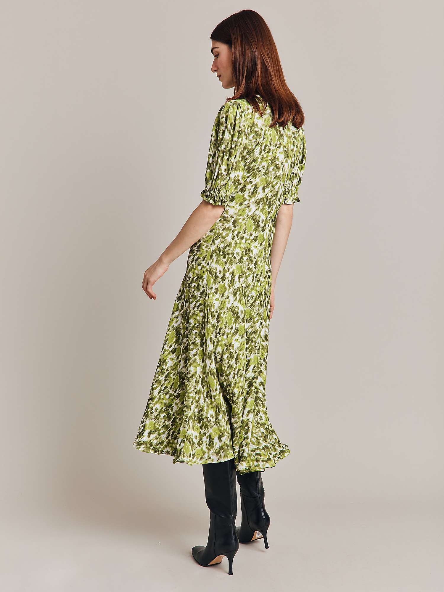 Buy Ghost Lainey Ikat Print Midi Dress, Green Online at johnlewis.com