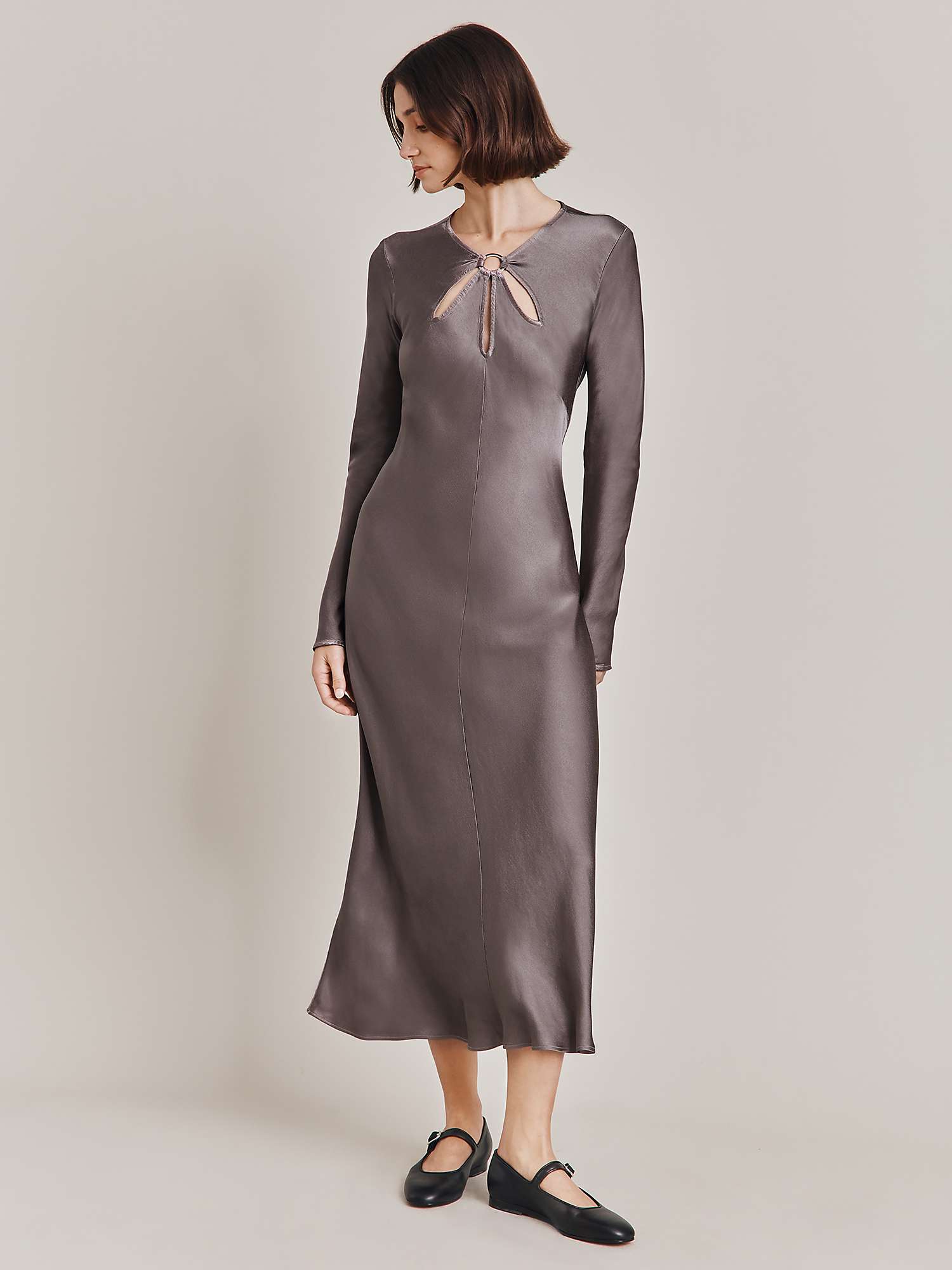 Buy Ghost Freya Cut-Out Detail Satin Midi Dress Online at johnlewis.com