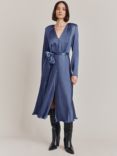 Ghost Meryl Satin Midi Dress, Dark Blue