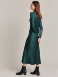 Ghost Mari Satin Midi Dress, Dark Green