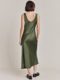 Ghost Palm Bias Cut Satin Slip Dress, Thyme