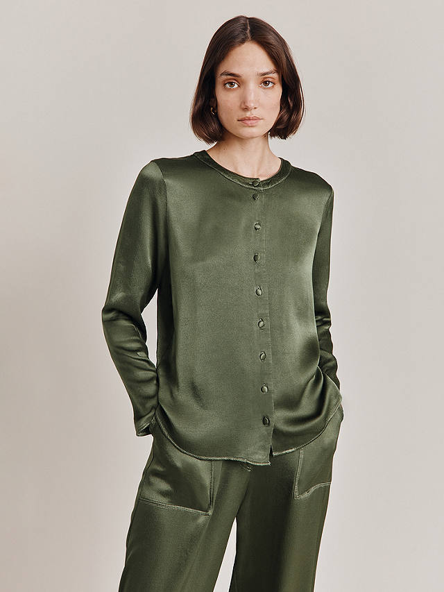 Ghost Efie Satin Blouse, Thyme