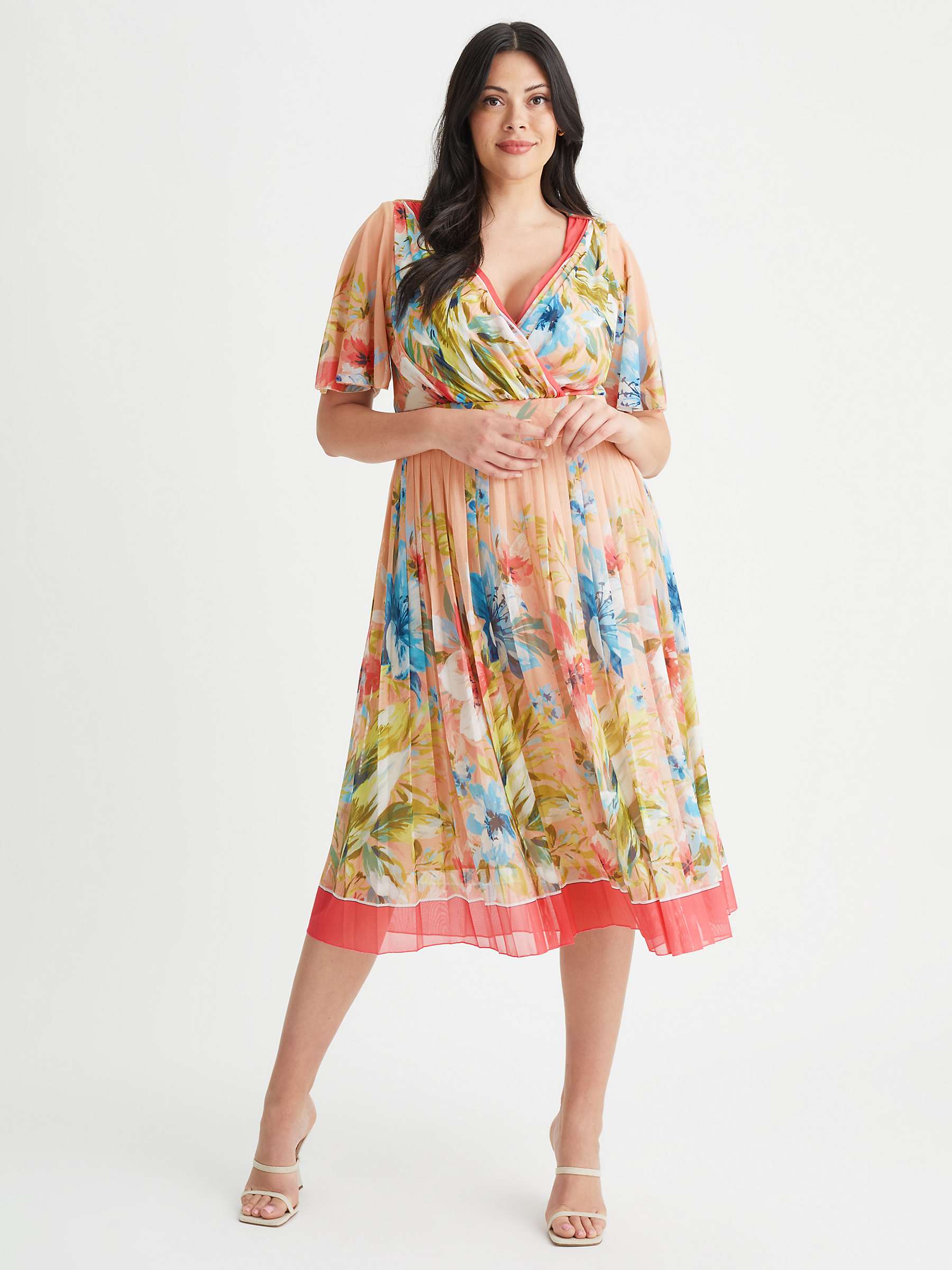 Buy Scarlett & Jo Cleo Contrast Border Midi Floral Dress, Pink/Multi Online at johnlewis.com