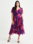 Scarlett & Jo Victoria Abstract Splash Print Midi Dress, Magenta/Multi