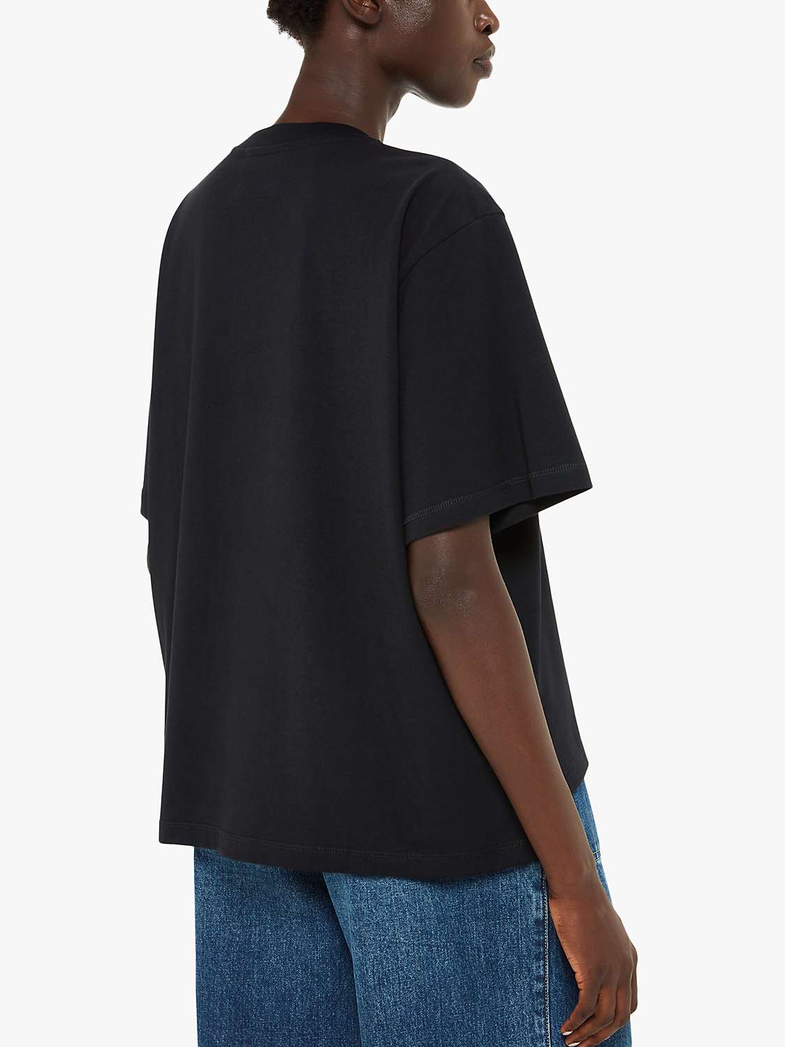 Buy Whistles Relaxed Cotton T-Shirt, Black Online at johnlewis.com
