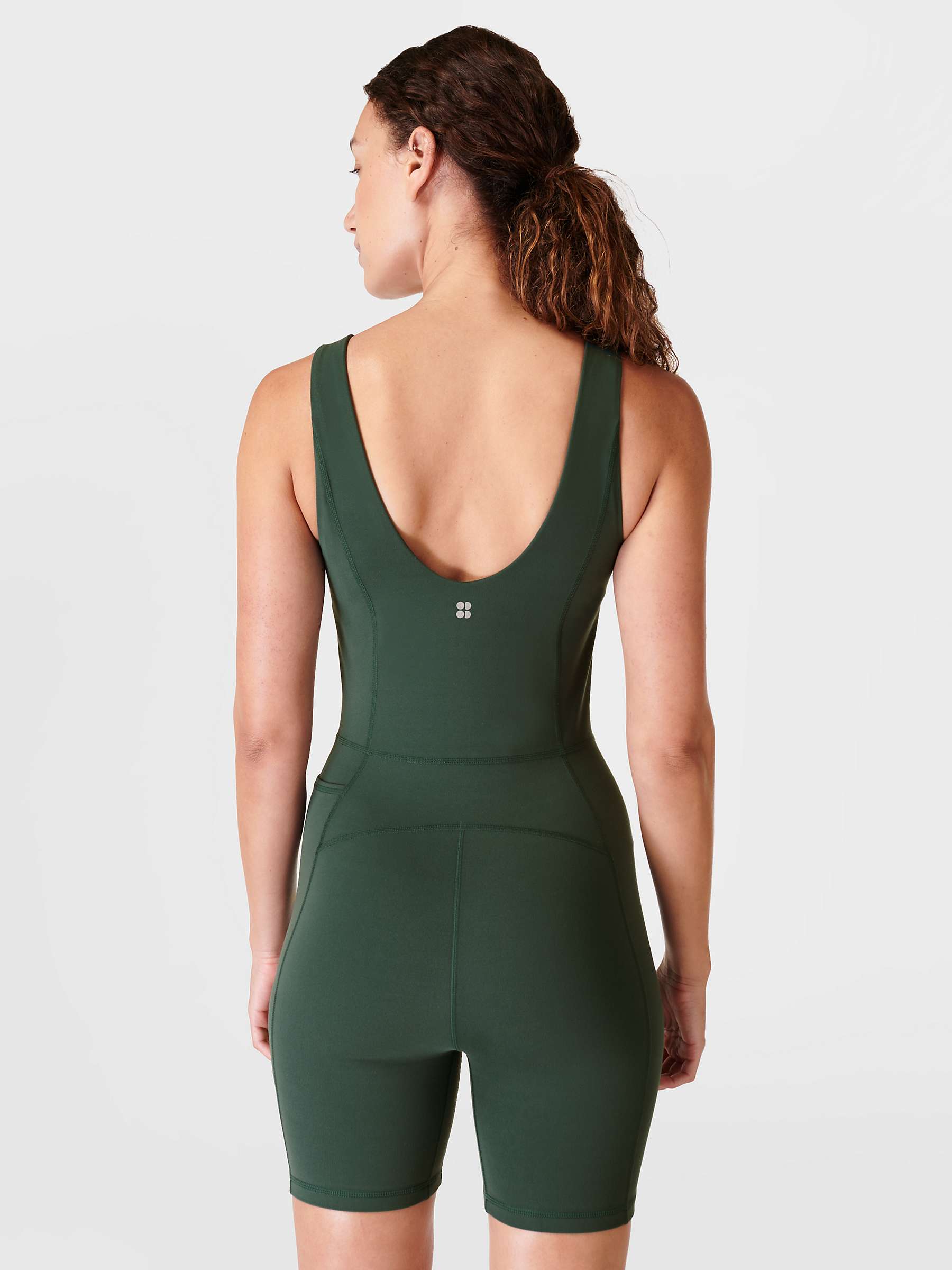 Sweaty Betty Super Soft Short Bodysuit, Trek Green at John Lewis & Partners
