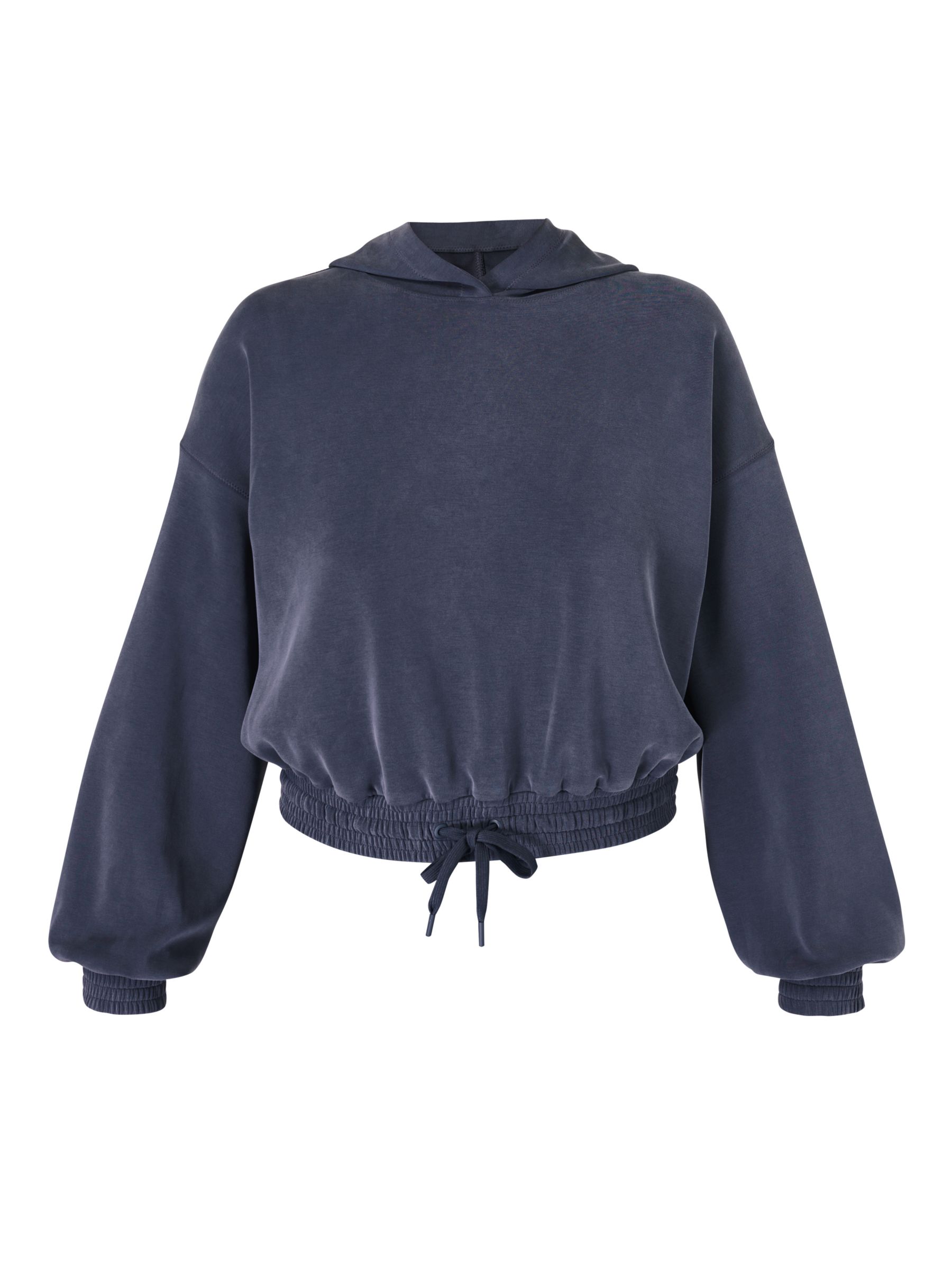 Sweaty Betty Sand Wash Cloud Weight Cropped Hoodie, Navy Blue at John ...