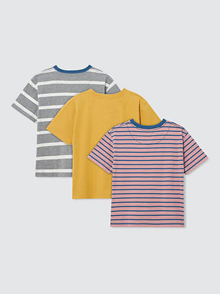 John Lewis Kids' Plain/Stripe T-Shirts, Pack of 3, Multi