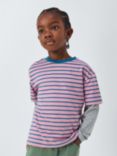 John Lewis Kids' Plain/Stripe T-Shirts, Pack of 3, Blue/Multi, Multi