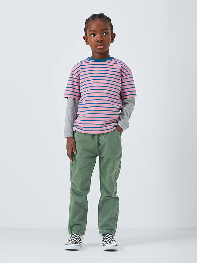 John Lewis Kids' Plain/Stripe T-Shirts, Pack of 3, Multi