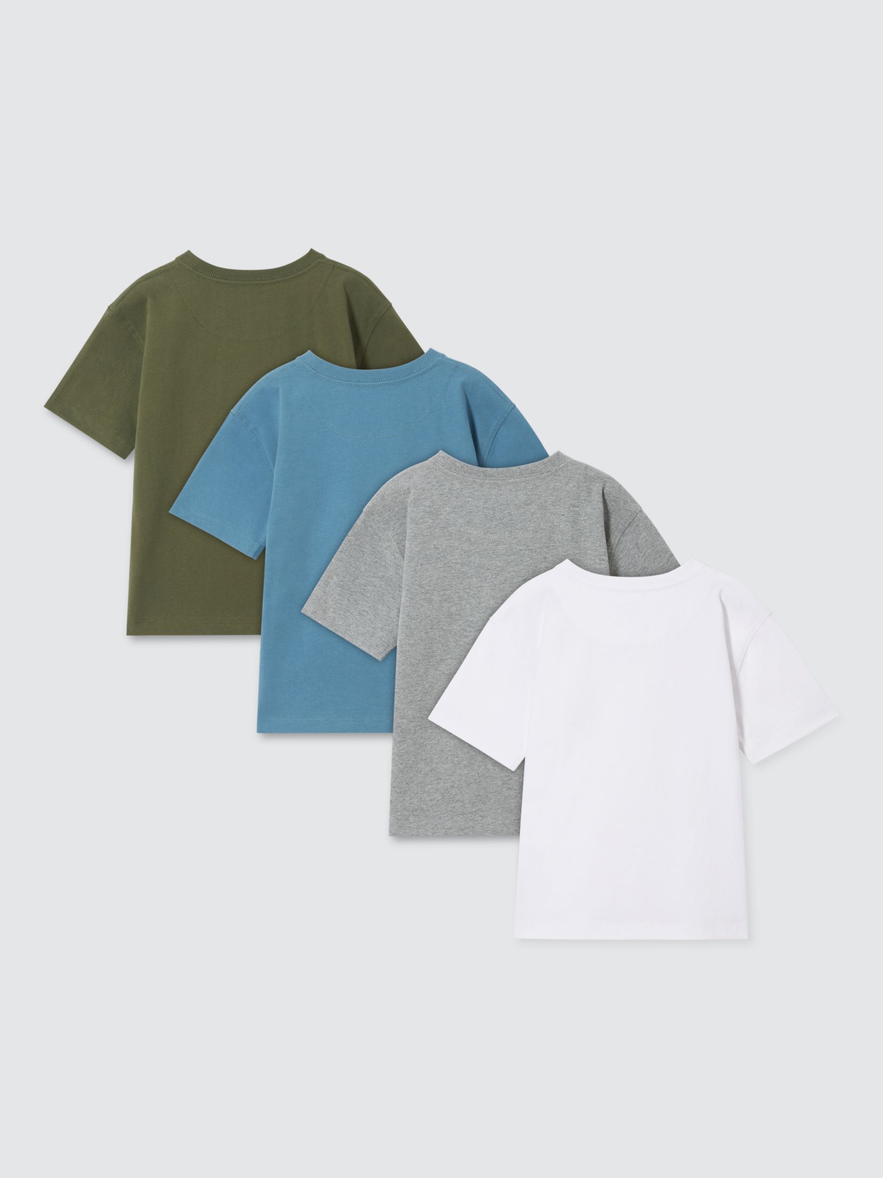 John Lewis Kids' Plain Short Sleeve T-Shirts, Pack of 4, Multi, 7 years