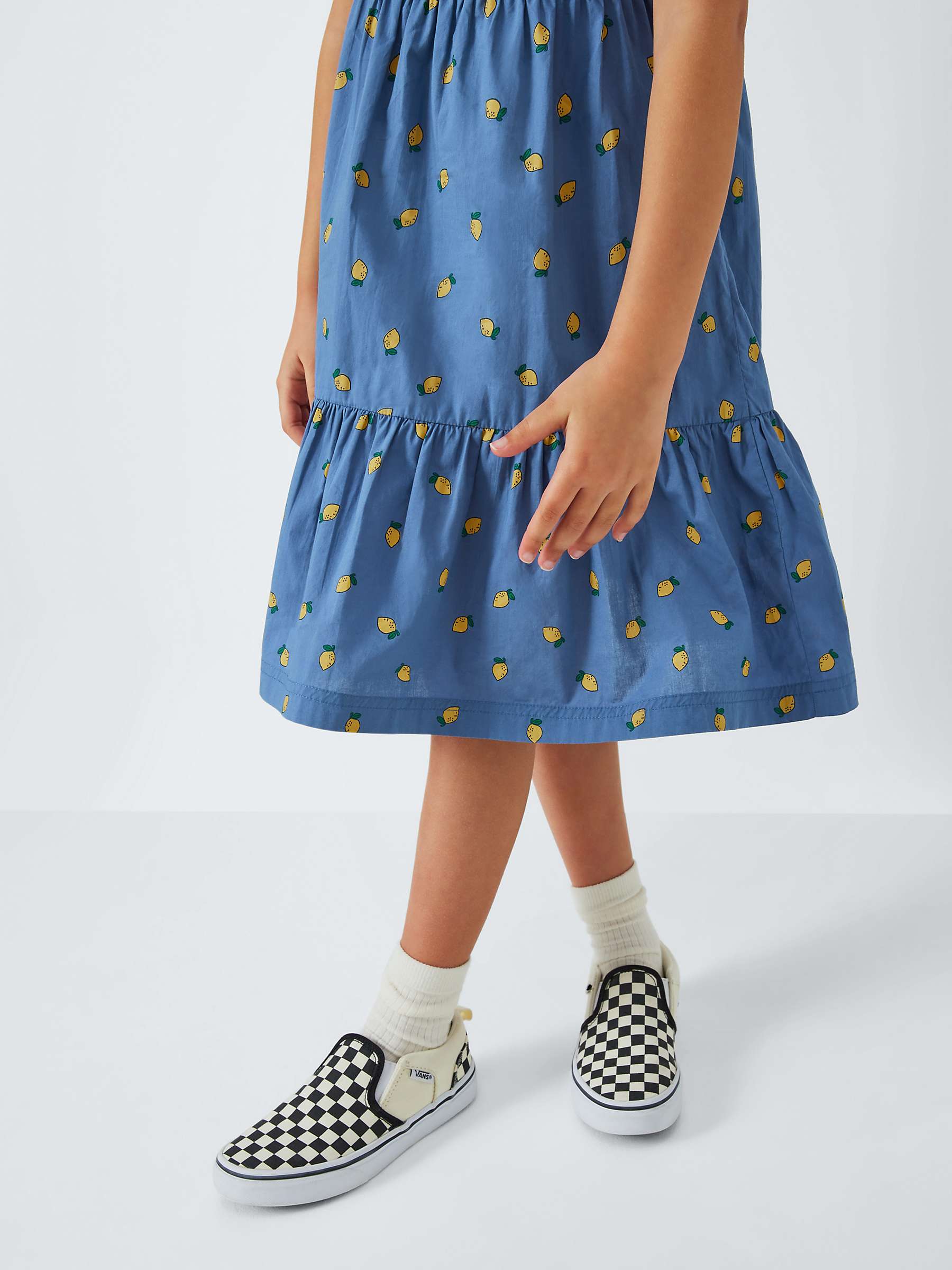Buy John Lewis ANYDAY Kids' Lemon Print Tiered Dress, Bijou Blue Online at johnlewis.com