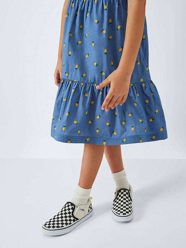 John Lewis ANYDAY Kids' Lemon Print Tiered Dress, Bijou Blue
