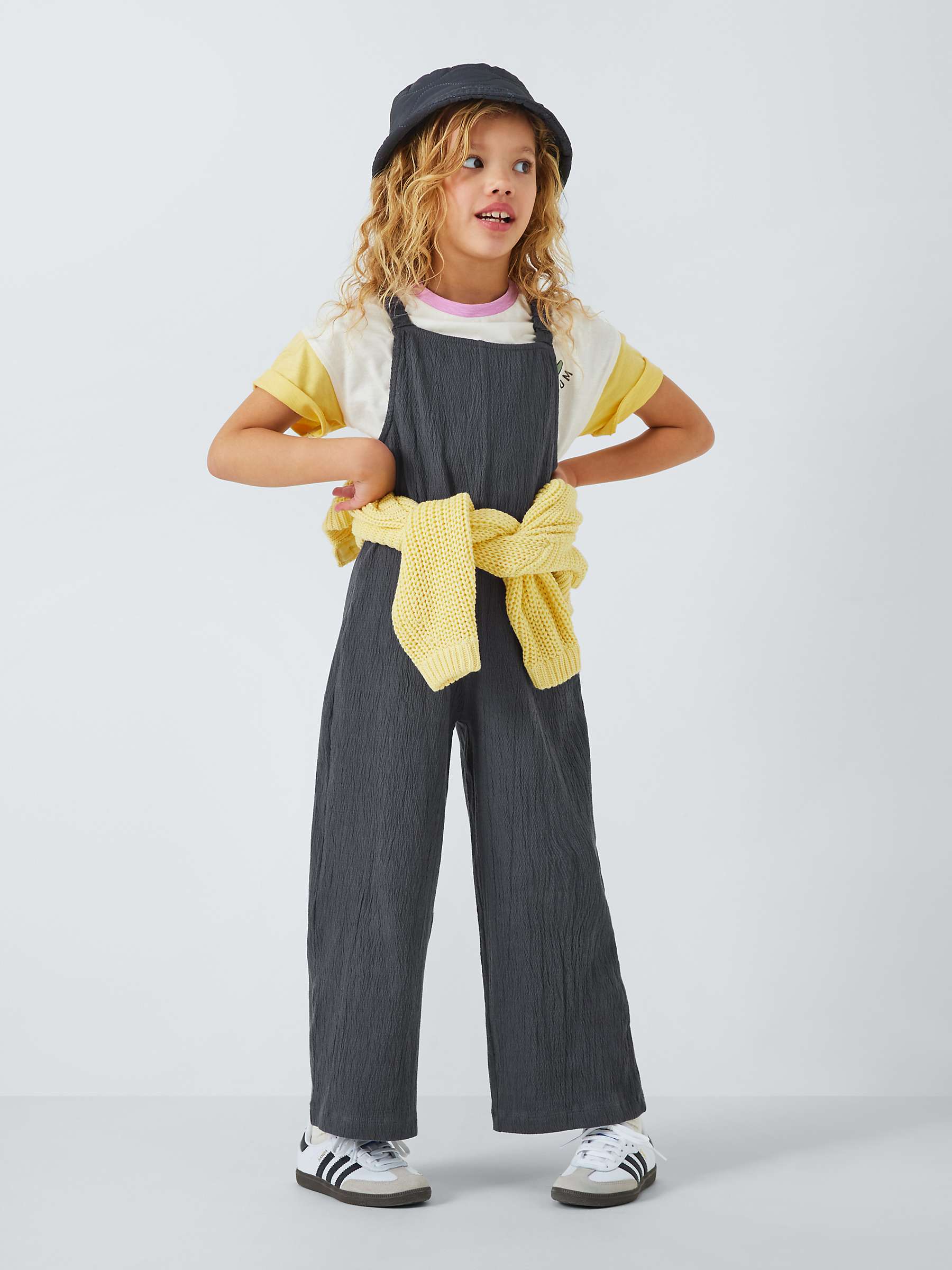 Buy John Lewis ANYDAY Kids' Crinkle Strappy Jumpsuit, Black Online at johnlewis.com