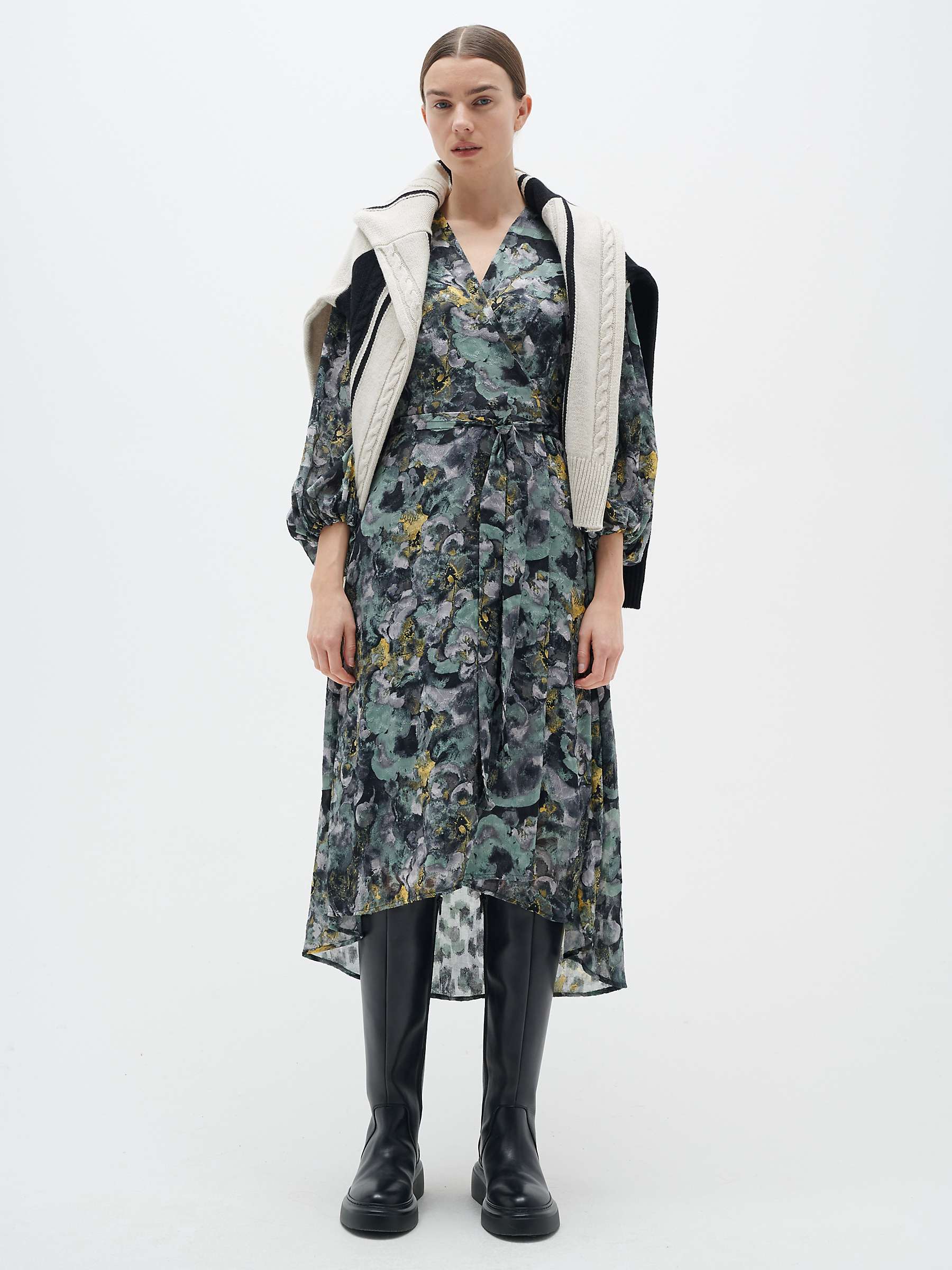 Buy InWear Basira Long Sleeve Midi Dress, Green/Multi Online at johnlewis.com