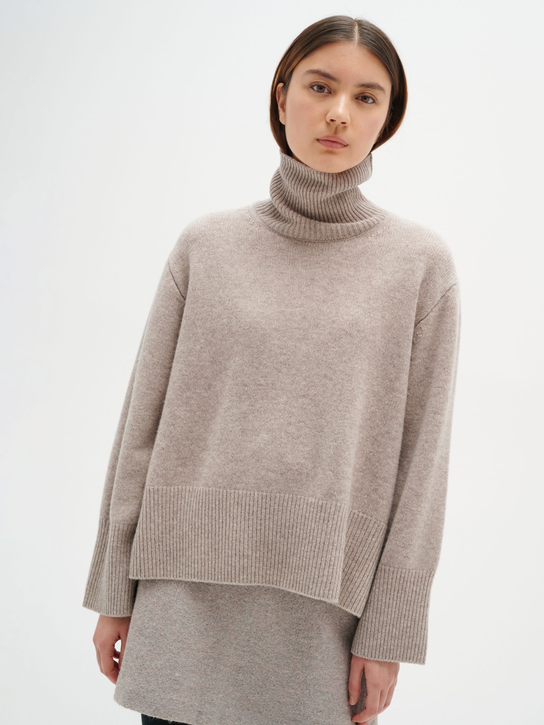 Hairy Neck Warmer Sweater Set, Grey Melange – SourceUnknown