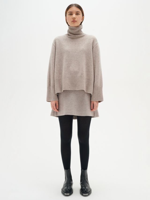 InWear Jaxy Wool Turtleneck Jumper, Mocha Grey Melange, XS