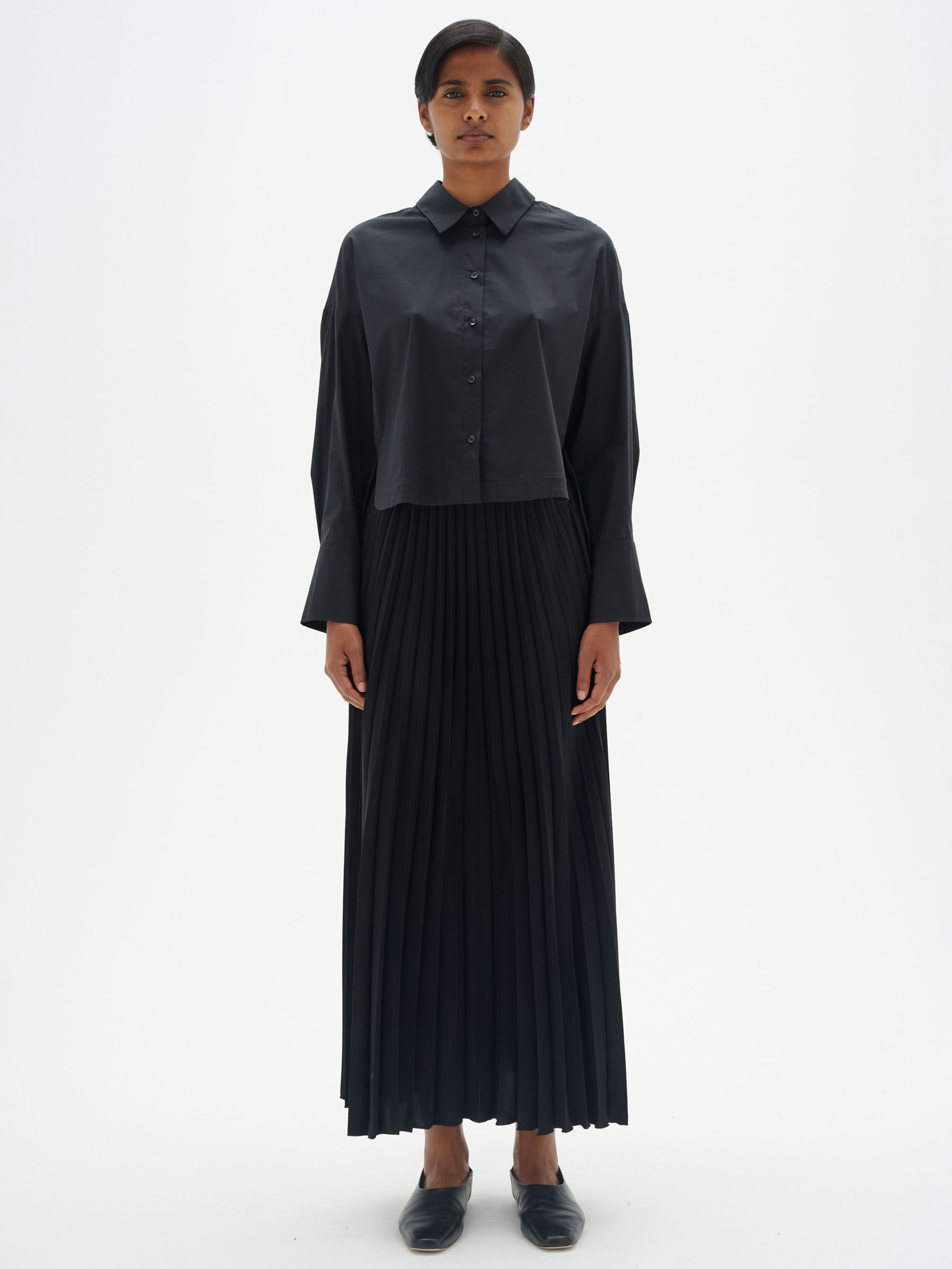 Buy InWear Nhil Midi Skirt with Elastic Waist, Black Online at johnlewis.com