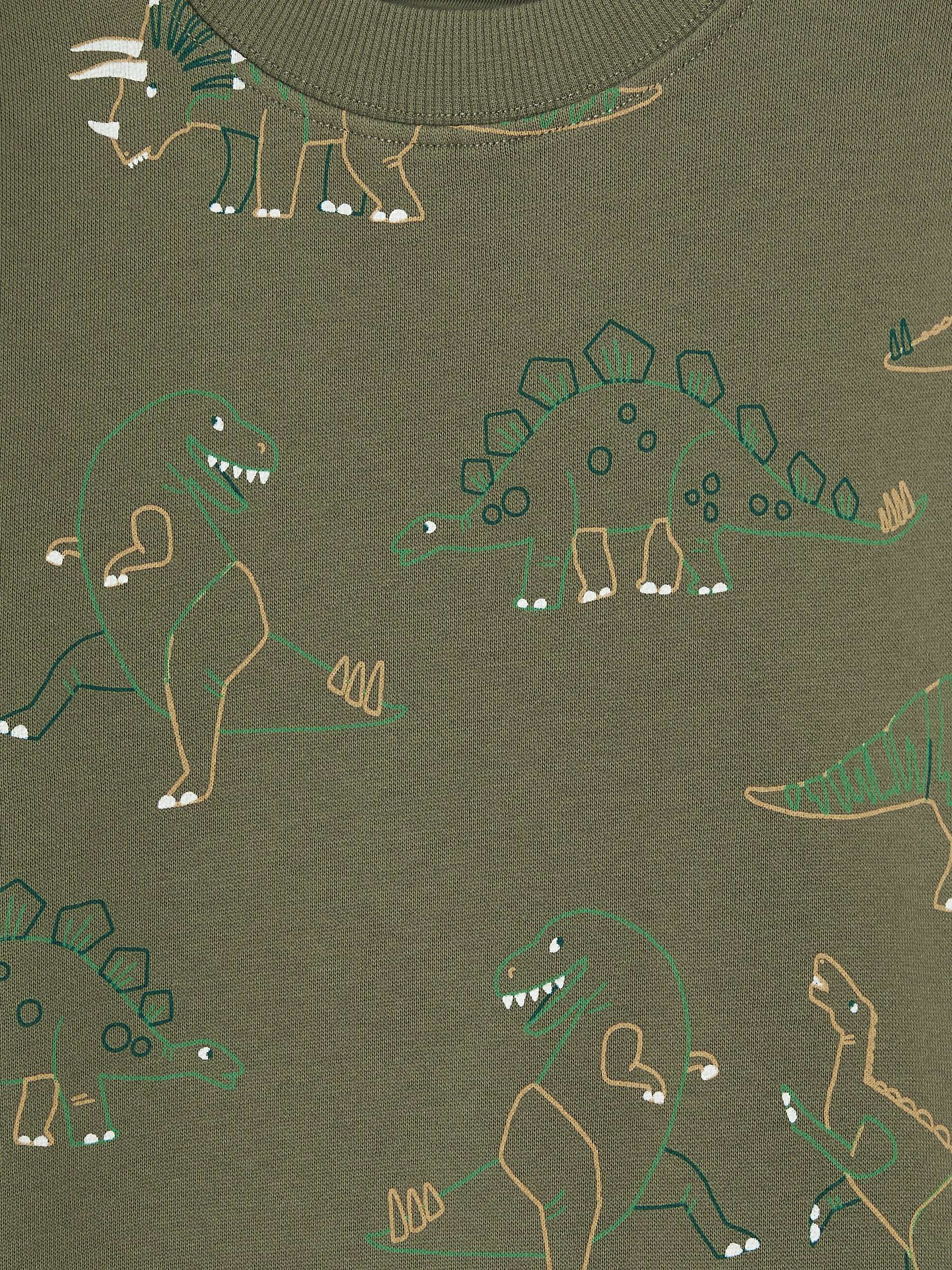 Buy John Lewis Kids' Dinosaur Brushback Cotton Sweatshirt, Khaki Online at johnlewis.com