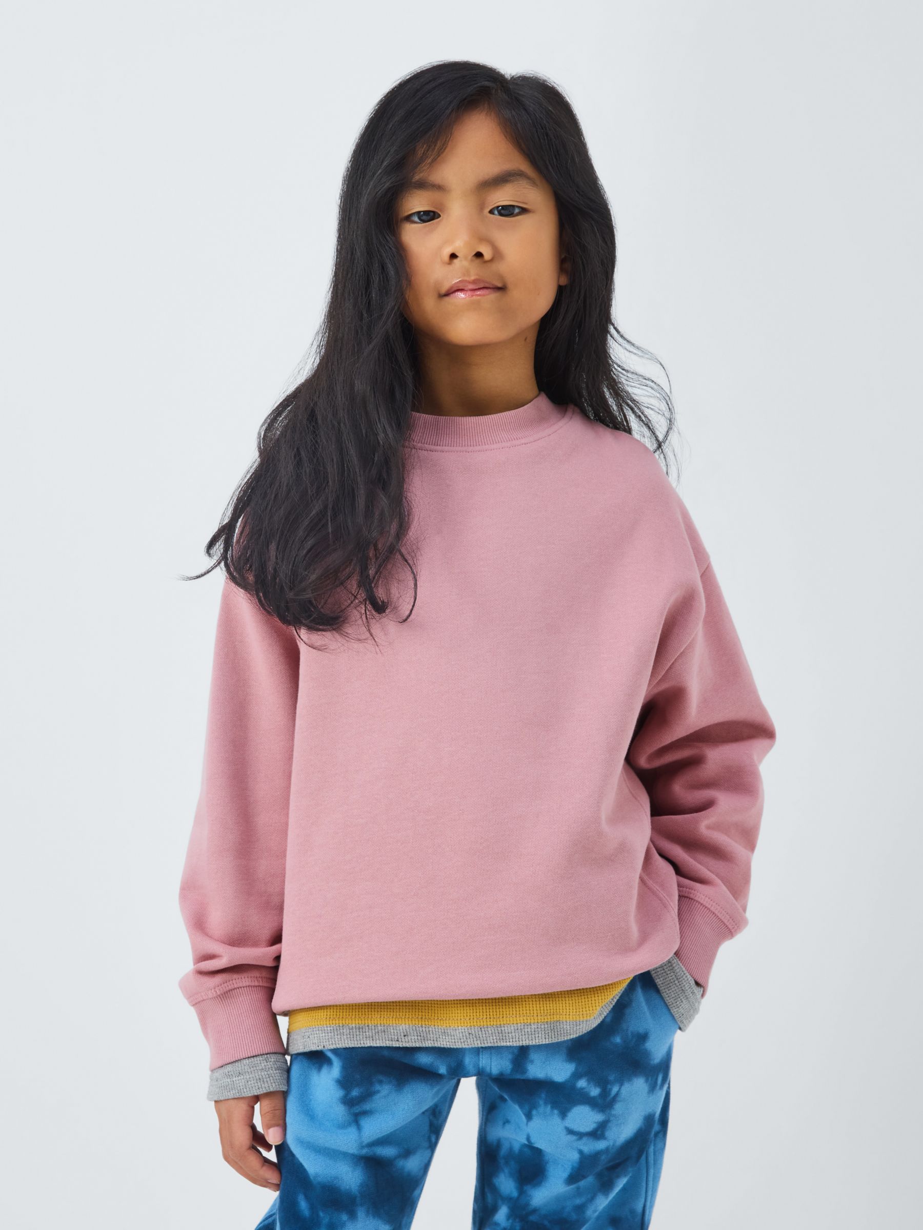 John Lewis Kids' Plain Pullover Sweatshirt, Pink at John Lewis & Partners