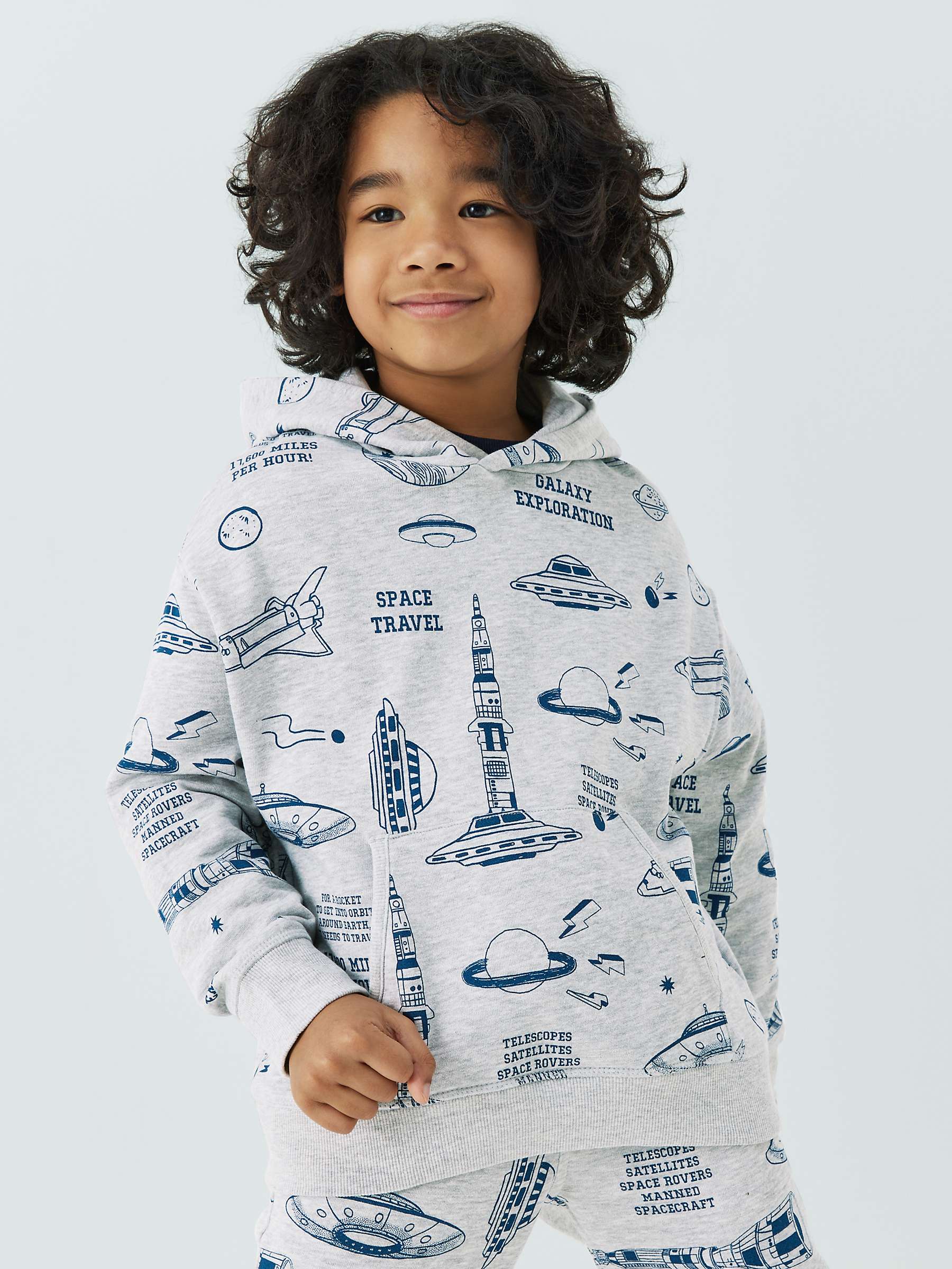 Buy John Lewis Kids' Space Print Pullover Hoodie, Grey Online at johnlewis.com
