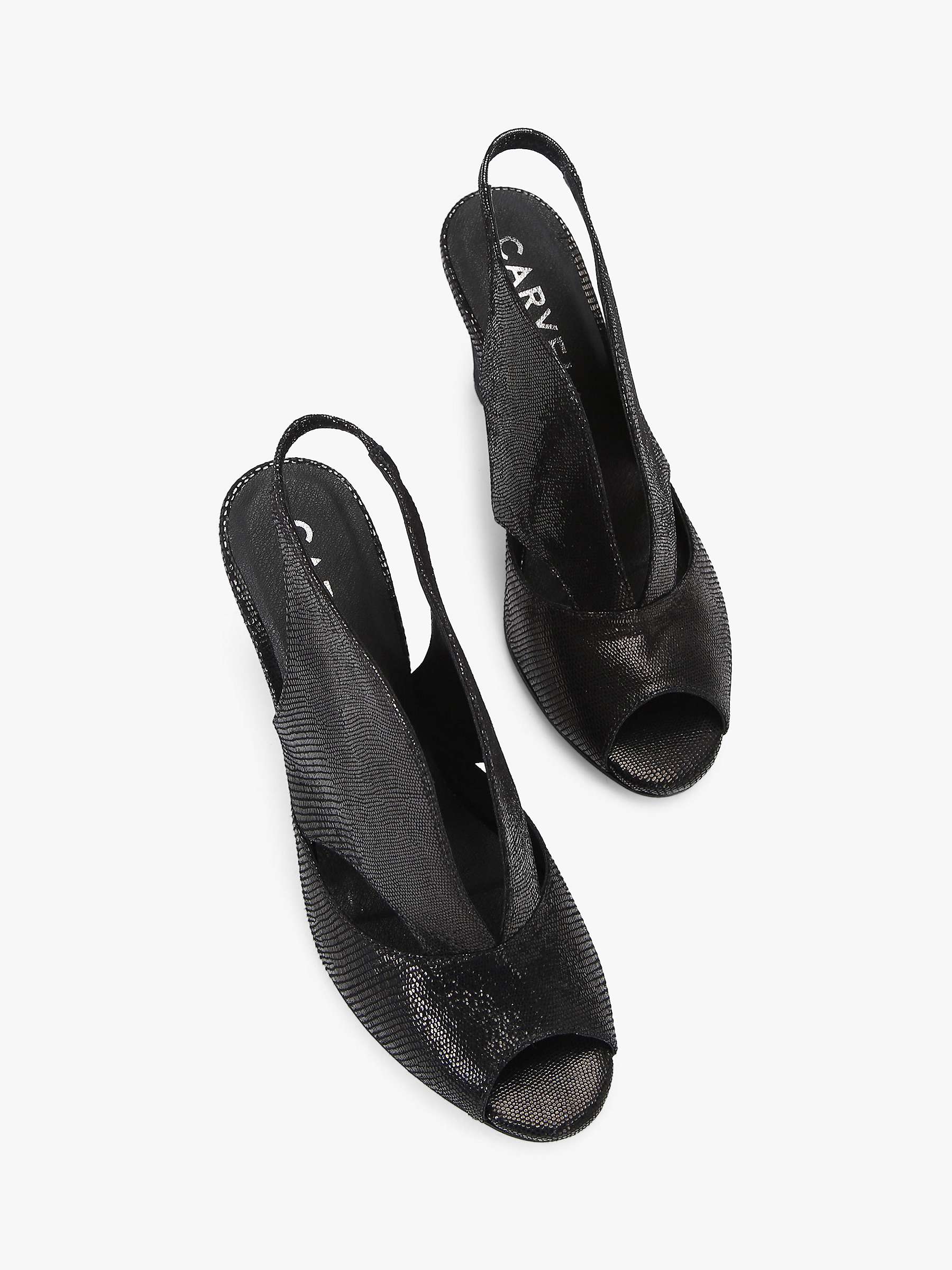 Buy Carvela Arabella Snakeskin Effect Leather Open Toe Court Shoes, Black Online at johnlewis.com