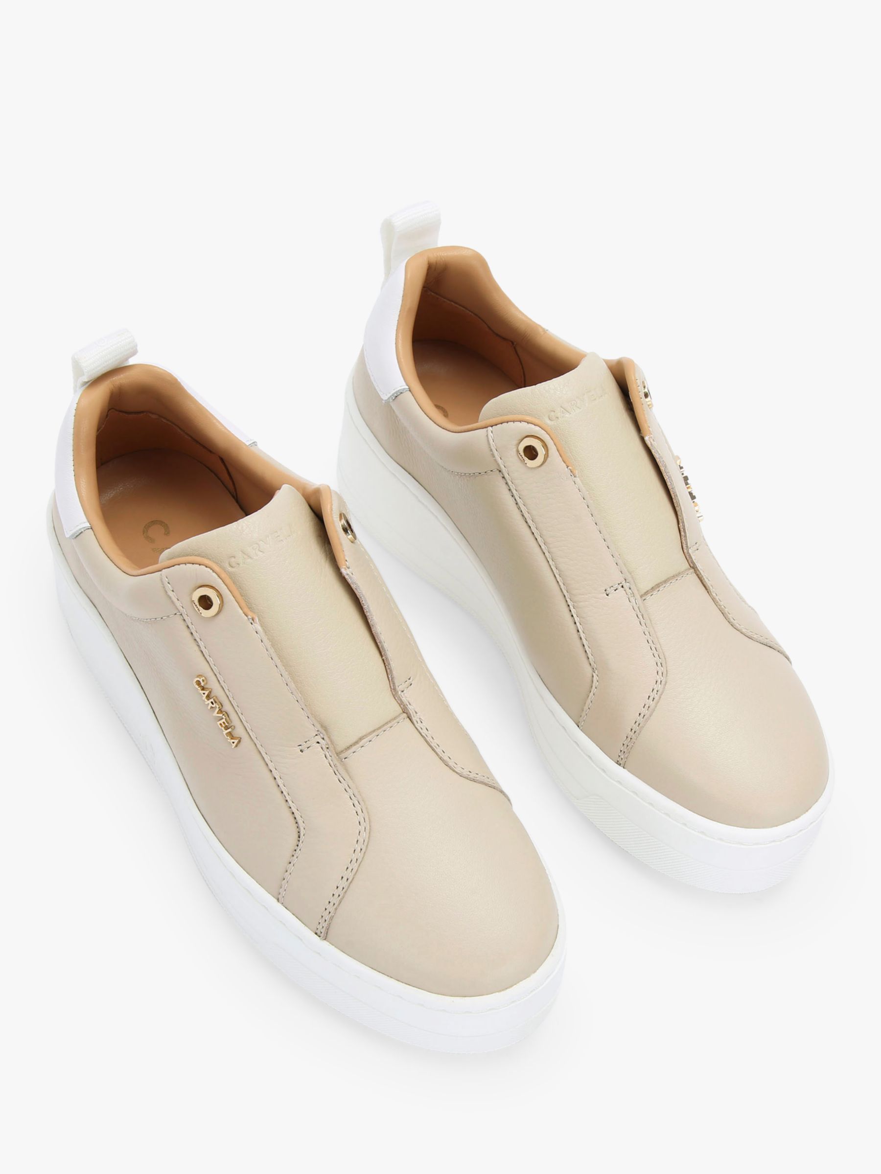 Carvela Connected Leather Trainers, Natural Taupe at John Lewis & Partners