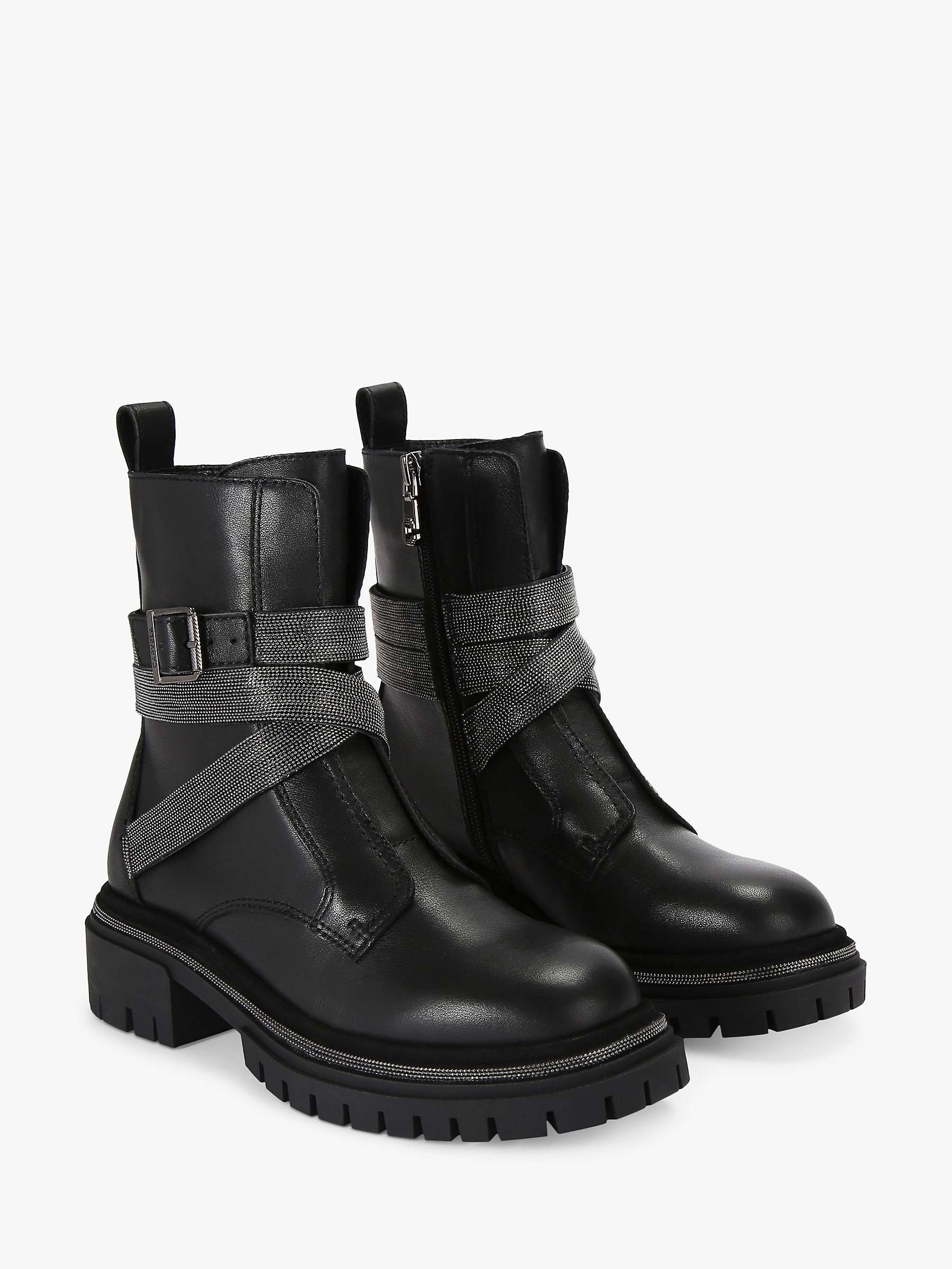 Buy Carvela Emblaze Leather Biker Boots, Black Online at johnlewis.com