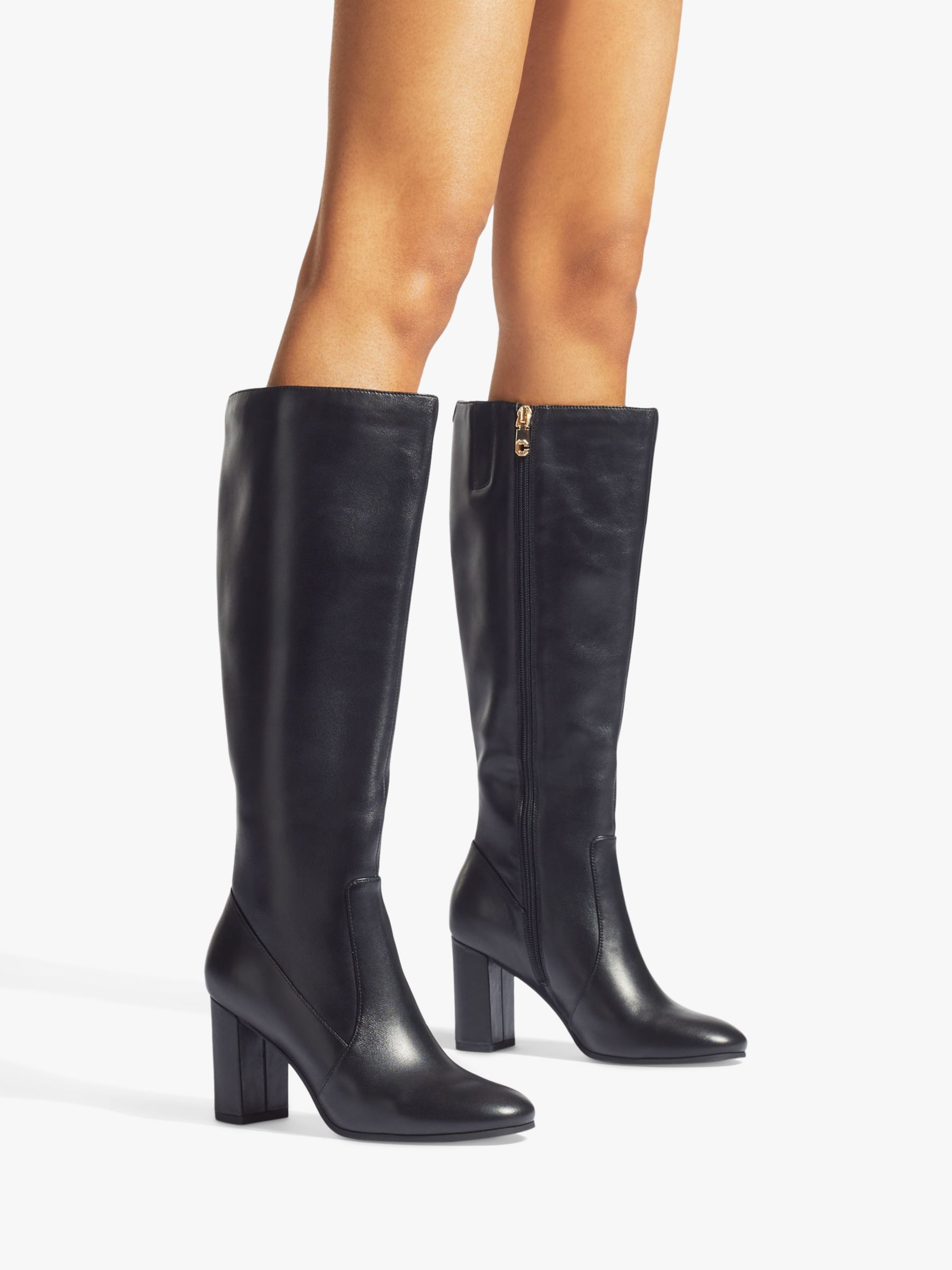 Carvela Pose Leather Knee High Boots, Black, 6