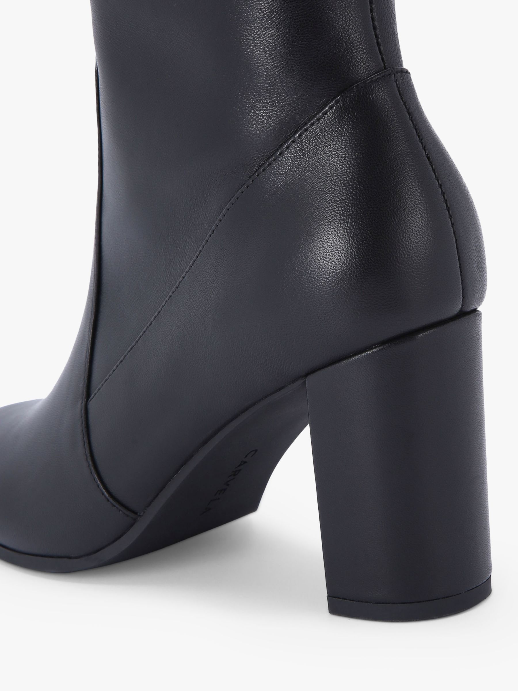 Carvela Pose Leather Knee High Boots, Black, 6