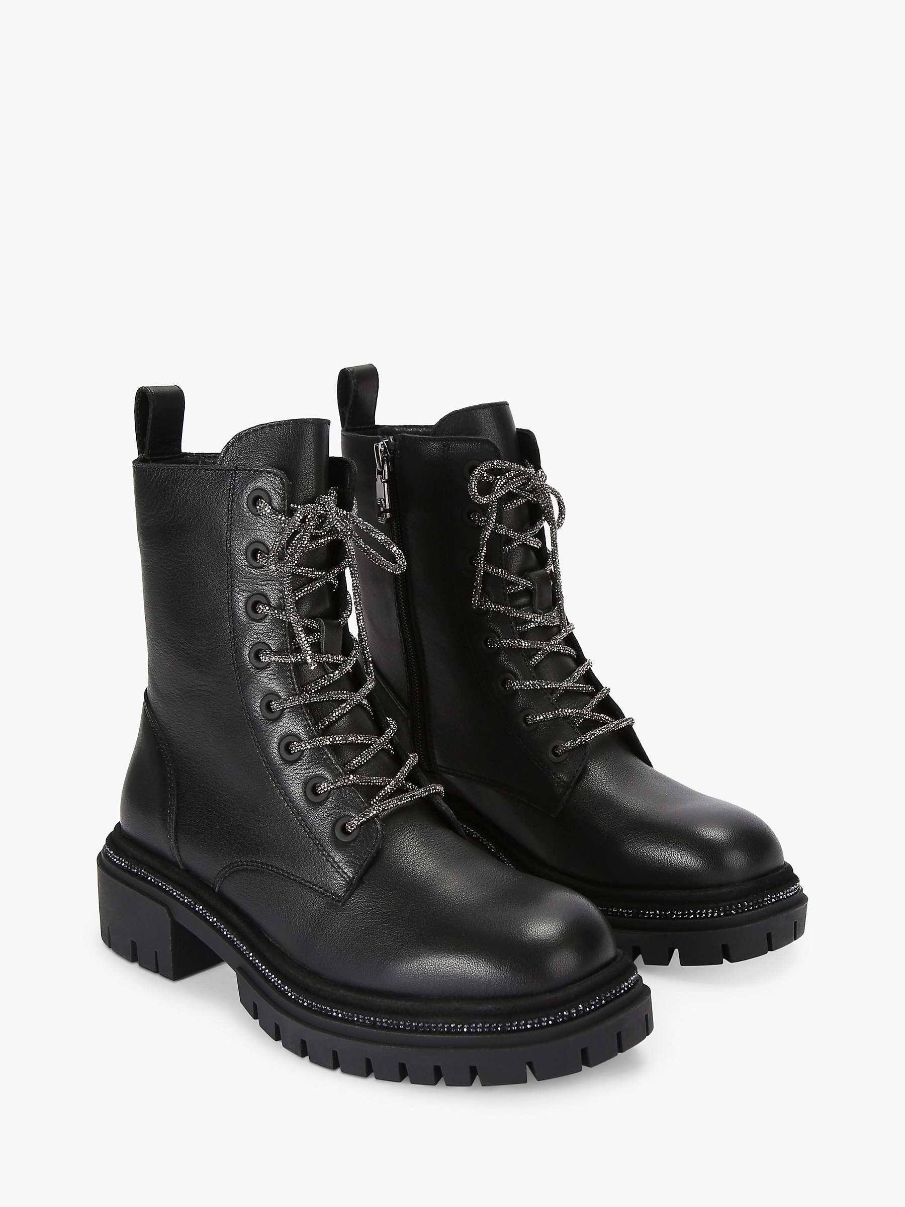 Buy Carvela Dazzle Leather Biker Boots, Black Online at johnlewis.com
