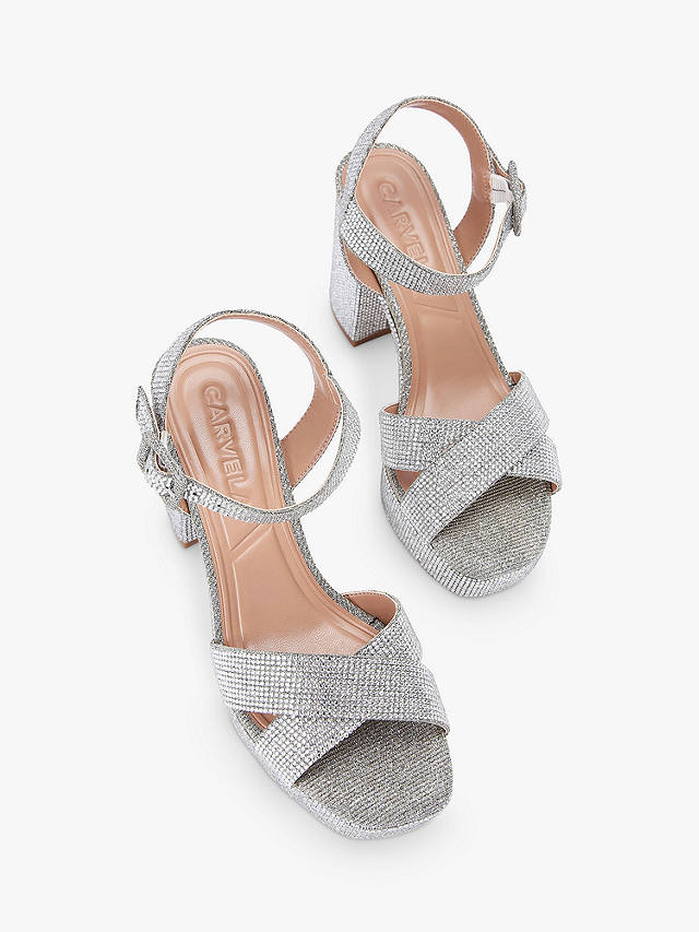 Carvela Serafina Jewel Block Heel Sandals, Silver
