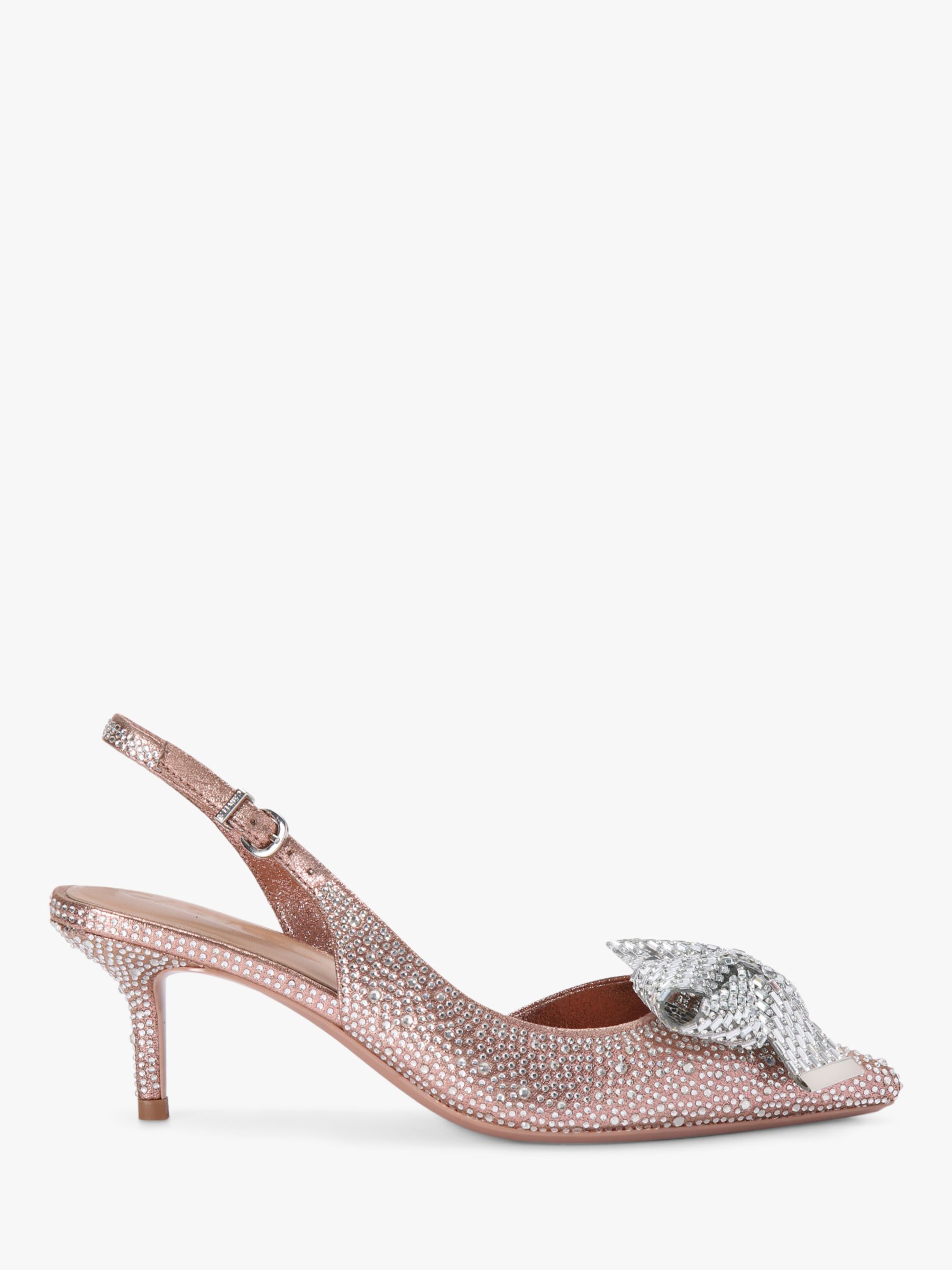 Carvela Regal Bow Embellished Slingback Court Shoes, Pink/Silver at ...