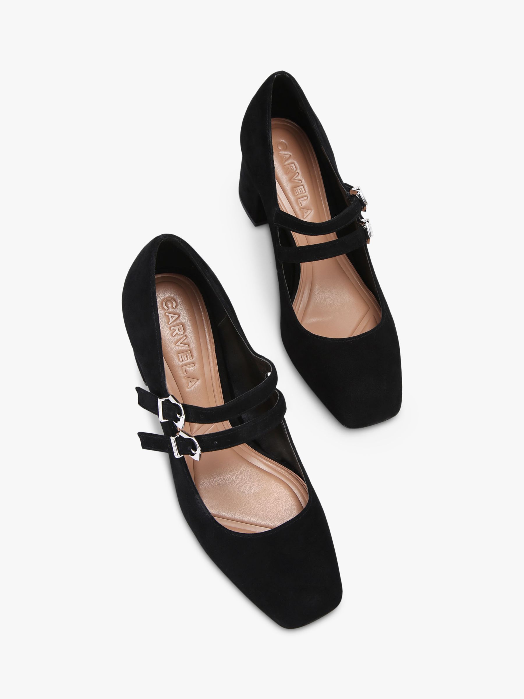 Carvela Harper Suede Court Shoes, Black, 3