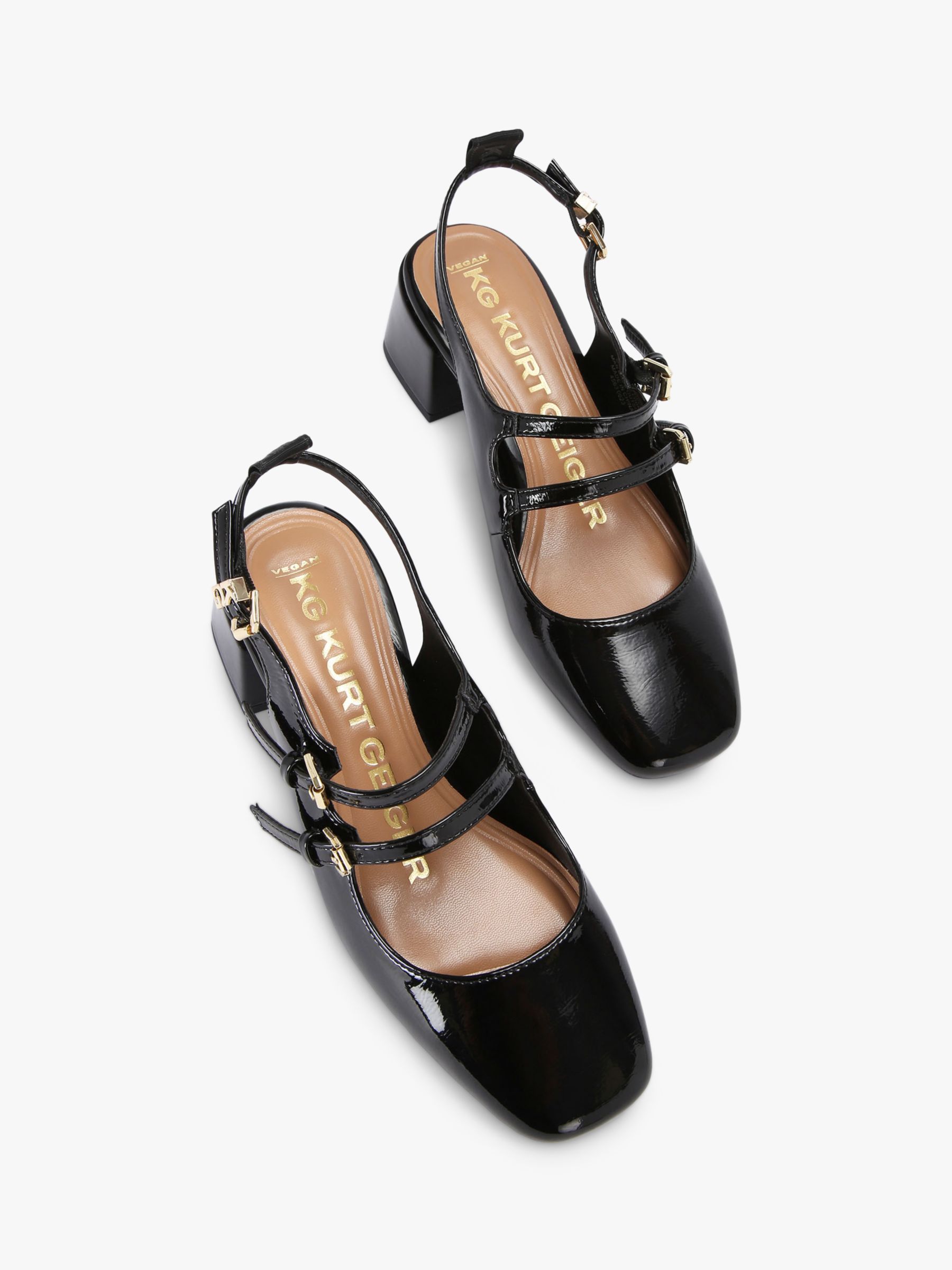 Buy KG Kurt Geiger Amy Double Strap Court Shoes, Black Online at johnlewis.com