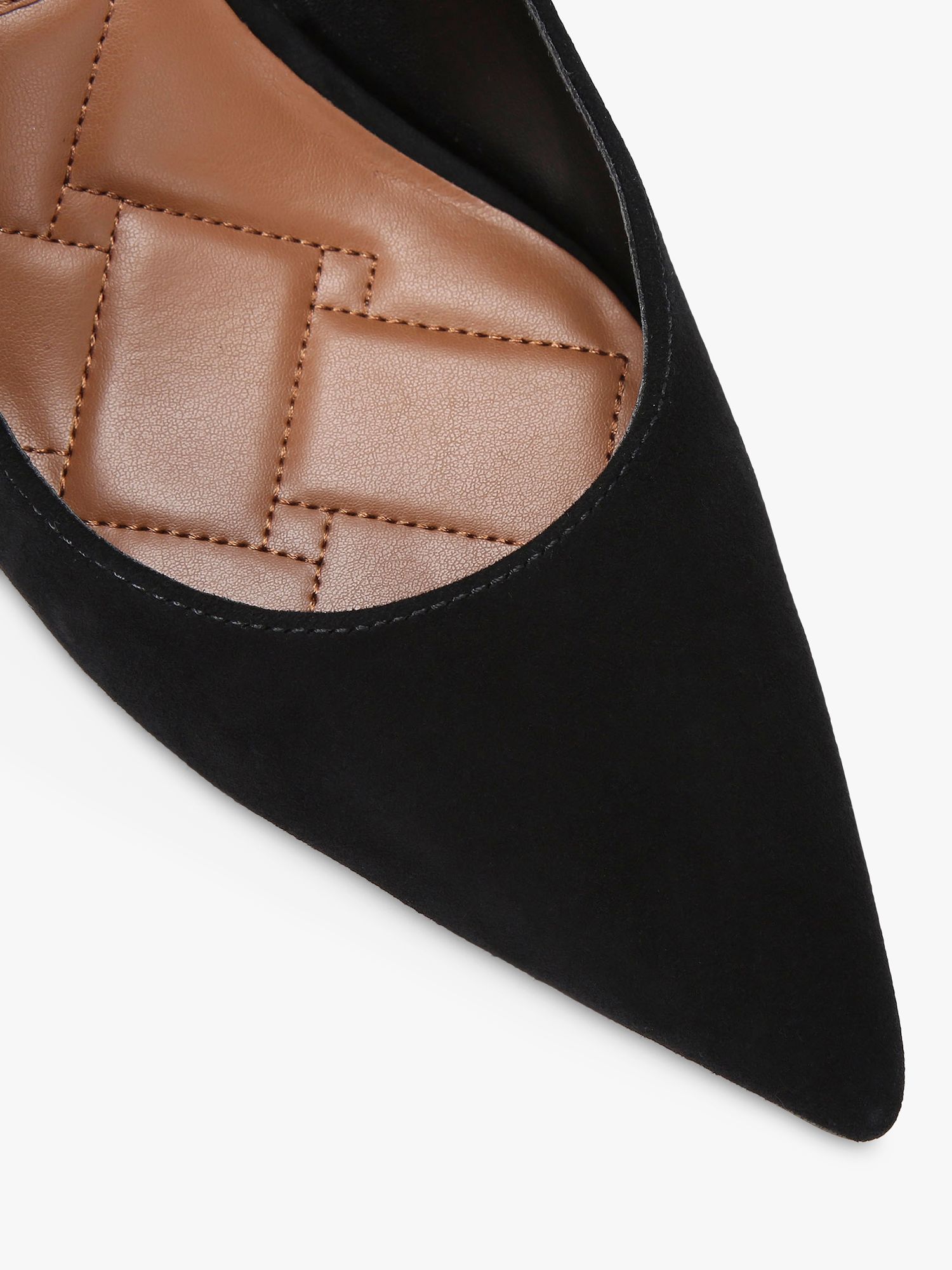 Kurt Geiger London Belgravia Suede Slingback Court Shoes, Black, 3