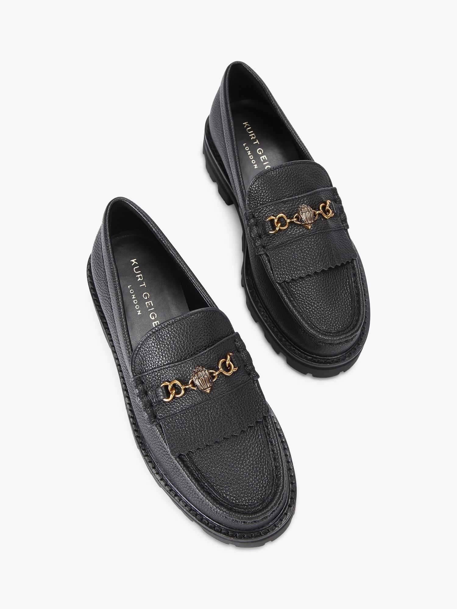 Buy Kurt Geiger London Carnaby Leather Chunky Loafers, Black Online at johnlewis.com